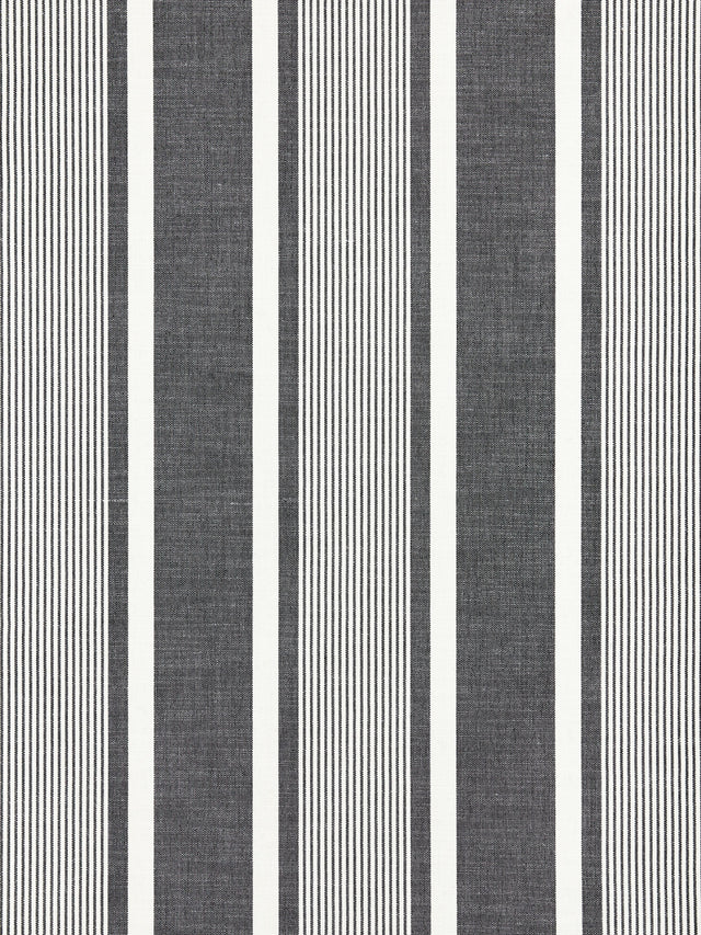 Scalamandre SC 000527111 CARBON WELLFLEET STRIPE Fabric - Eade's Wallpaper