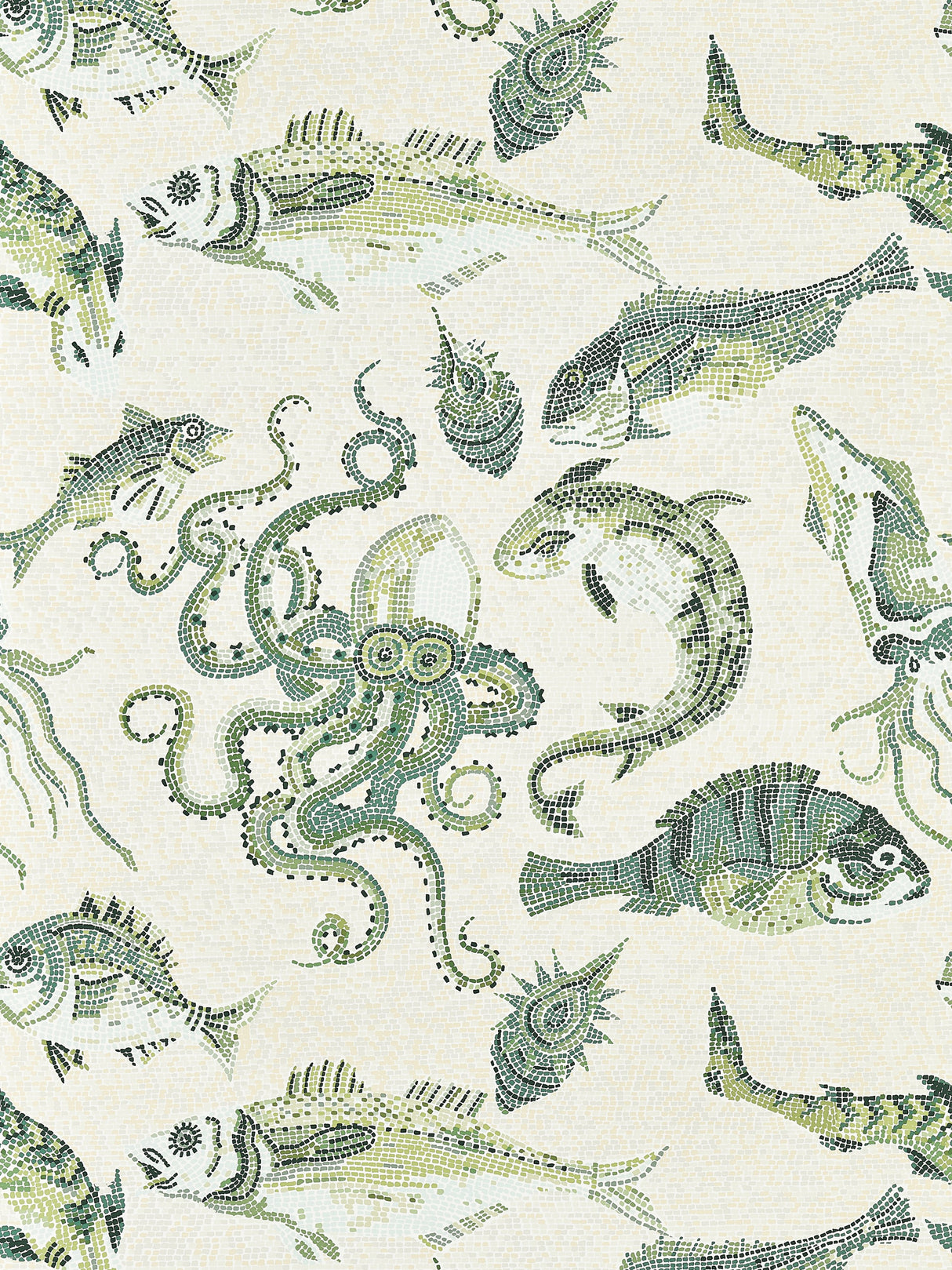 Scalamandre SC 0005WP81545 GREEN & EGGSHELL MIKONOS WALLPAPER - Eade's Wallpaper