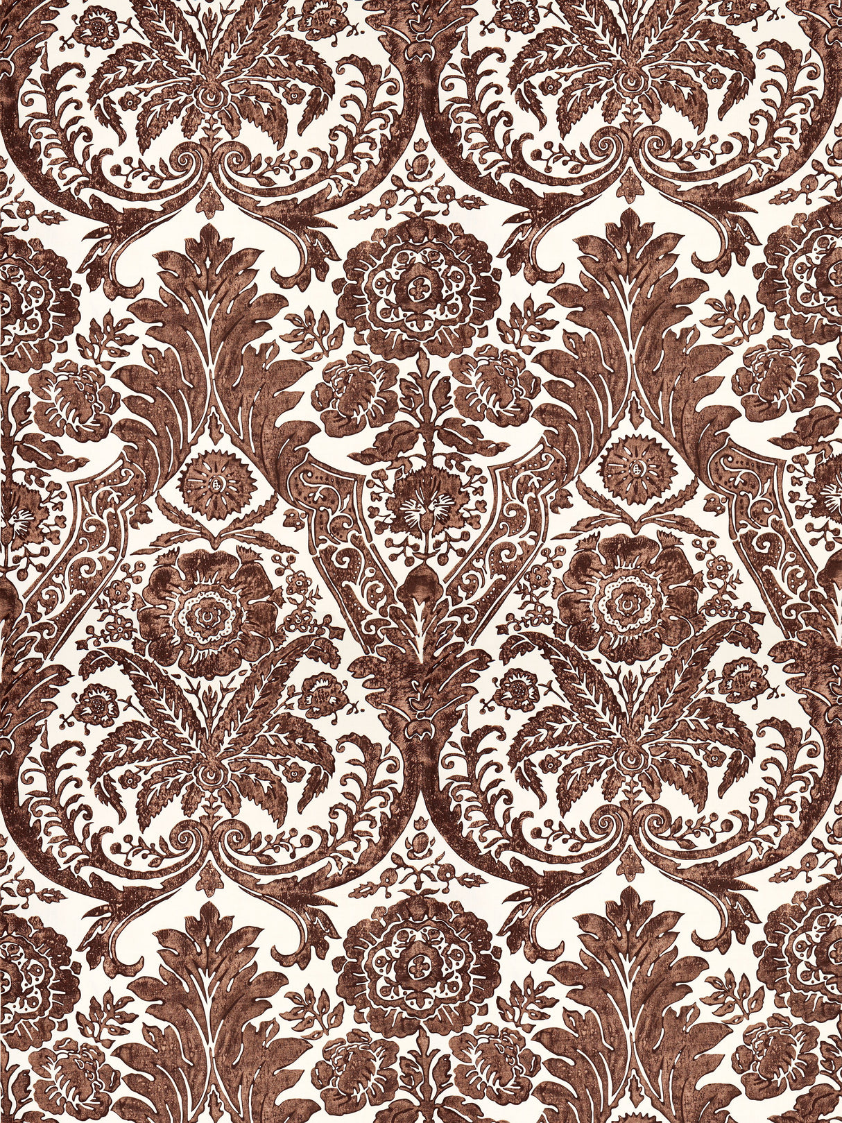 Scalamandre SC 0005WP88354 ESPRESSO LUCIANA DAMASK PRINT WALLPAPER - Eade's Wallpaper