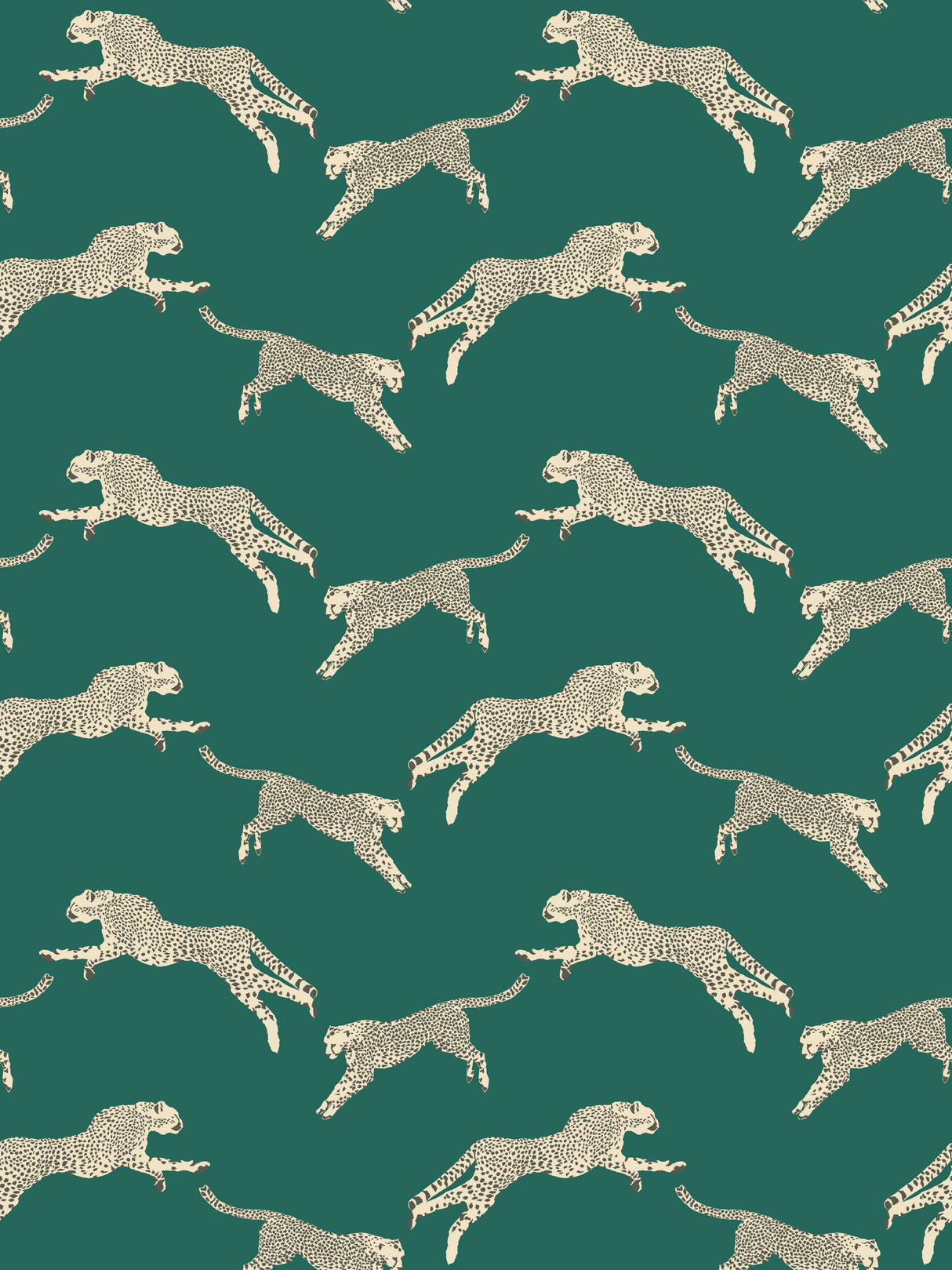 Scalamandre SC 0005WP88449D EVERGREEN LEAPING CHEETAH WALLPAPER - Eade's Wallpaper