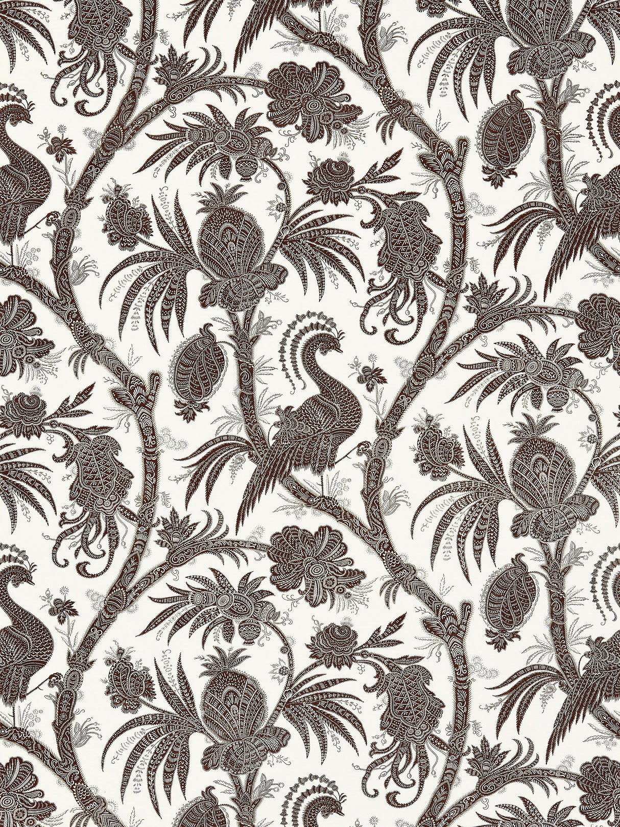 Scalamandre SC 000616575 JAVA BALINESE PEACOCK LINEN PRINT Fabric - Eade's Wallpaper