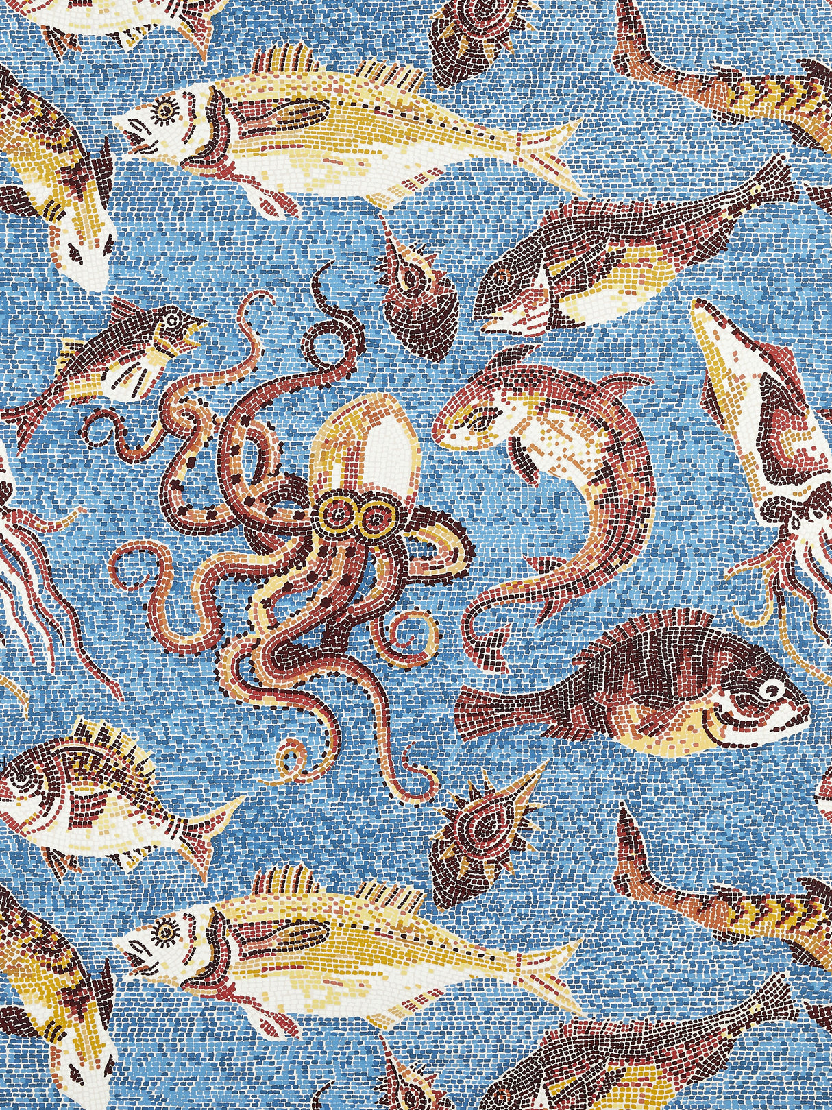 Scalamandre SC 0006WP81545 RUST & BLUE MIKONOS WALLPAPER - Eade's Wallpaper