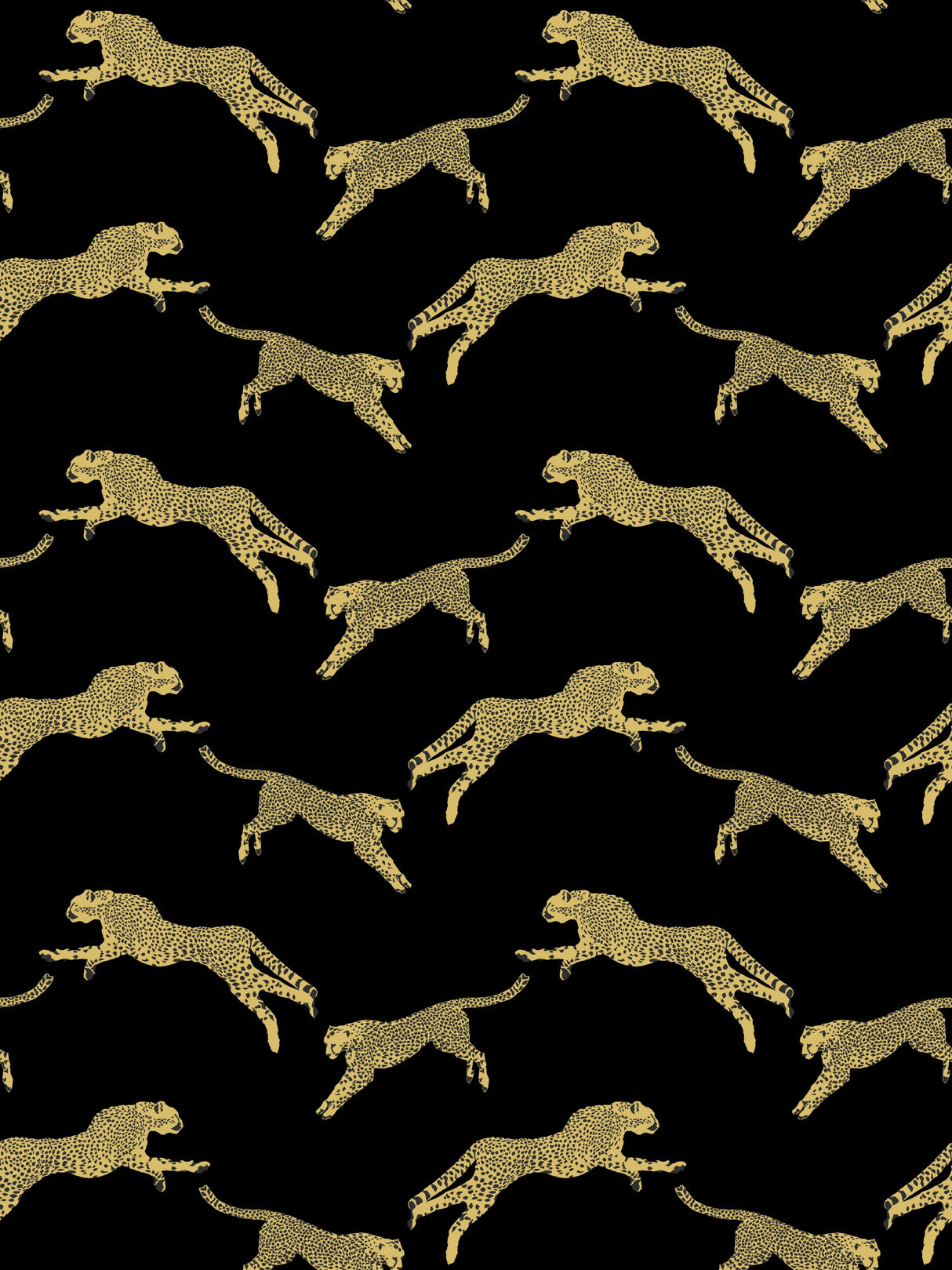 Scalamandre SC 0006WP88449D BLACK MAGIC LEAPING CHEETAH WALLPAPER - Eade's Wallpaper