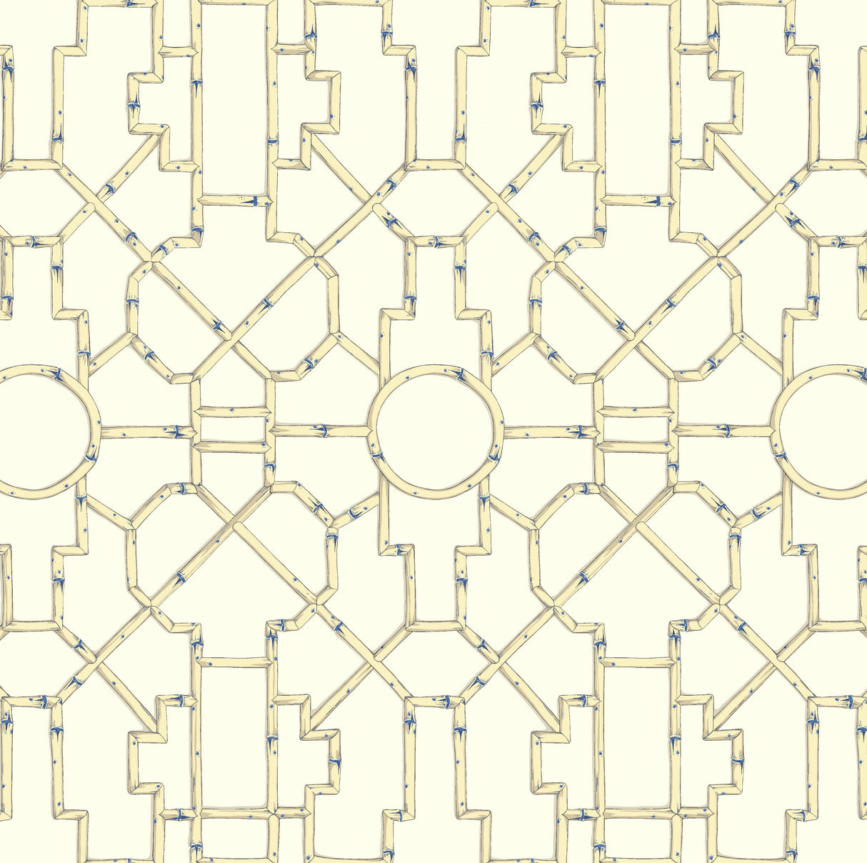 Scalamandre SC 0007WP81630 LINEN & BLUE ON ECRU BALDWIN BAMBOO WALLPAPER - Eade's Wallpaper