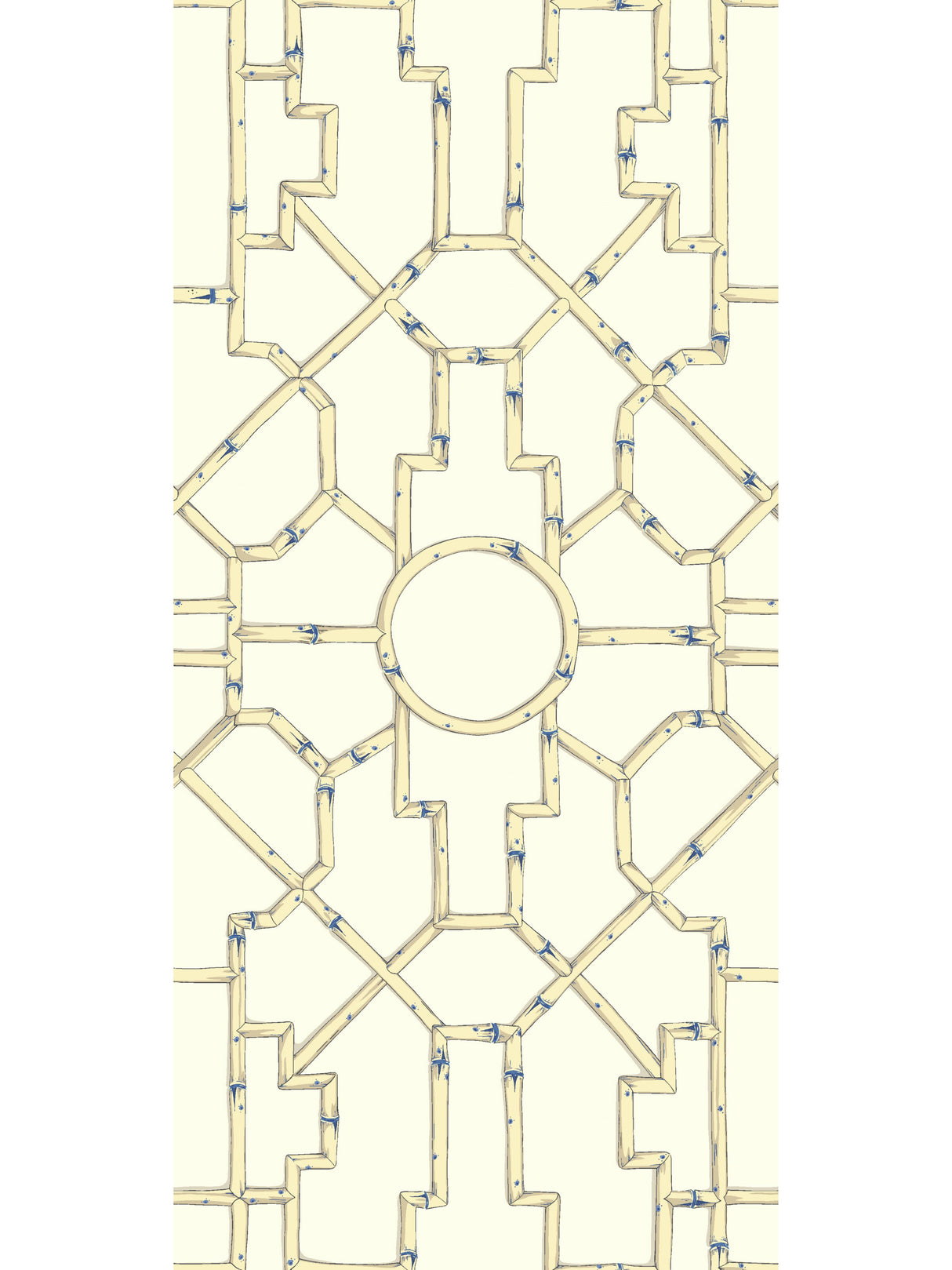 Scalamandre SC 0007WP81630 LINEN & BLUE ON ECRU BALDWIN BAMBOO WALLPAPER - Eade's Wallpaper