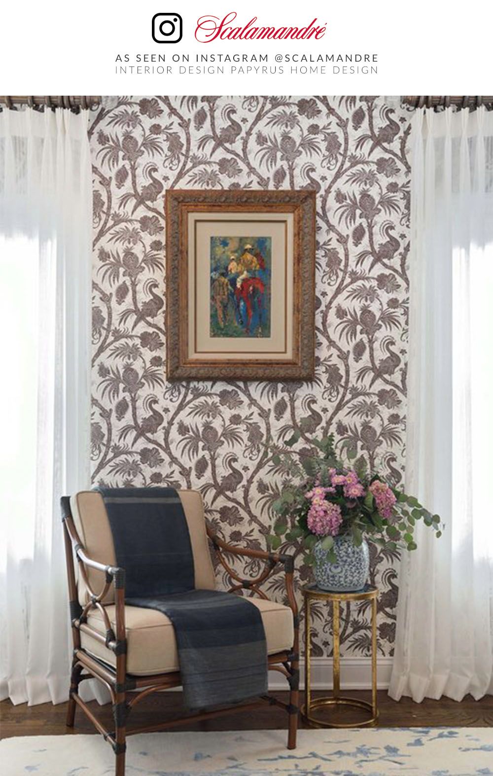 Scalamandre SC 0007WP88355 JAVA BALINESE PEACOCK WALLPAPER - Eade's Wallpaper