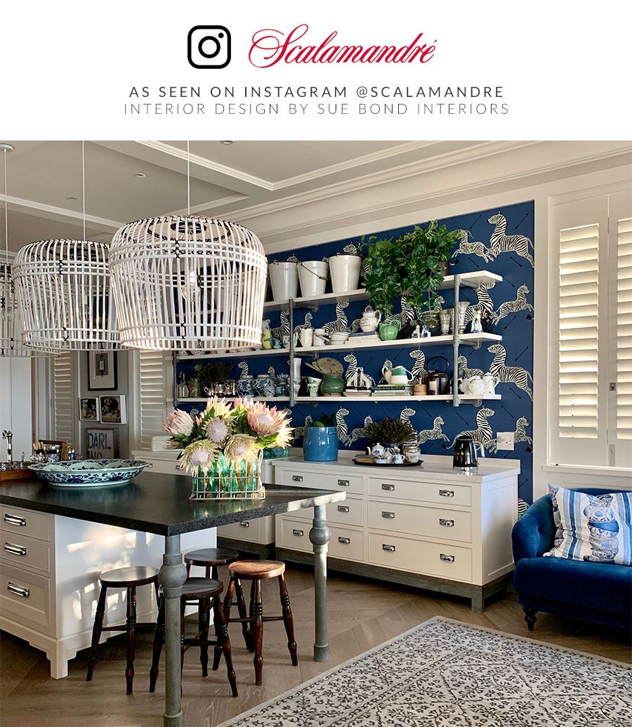 Scalamandre SC 0008WP81388MV DENIM ZEBRAS - VINYL WALLPAPER - Eade's Wallpaper