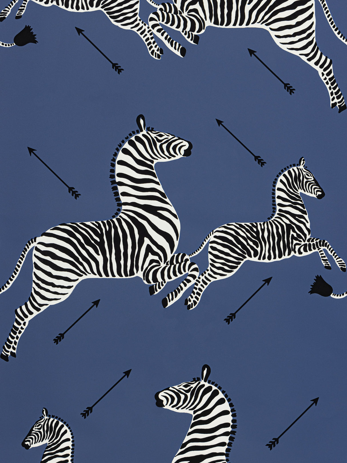 Scalamandre SC 0008WP81388M DENIM ZEBRAS - WALLPAPER - Eade's Wallpaper