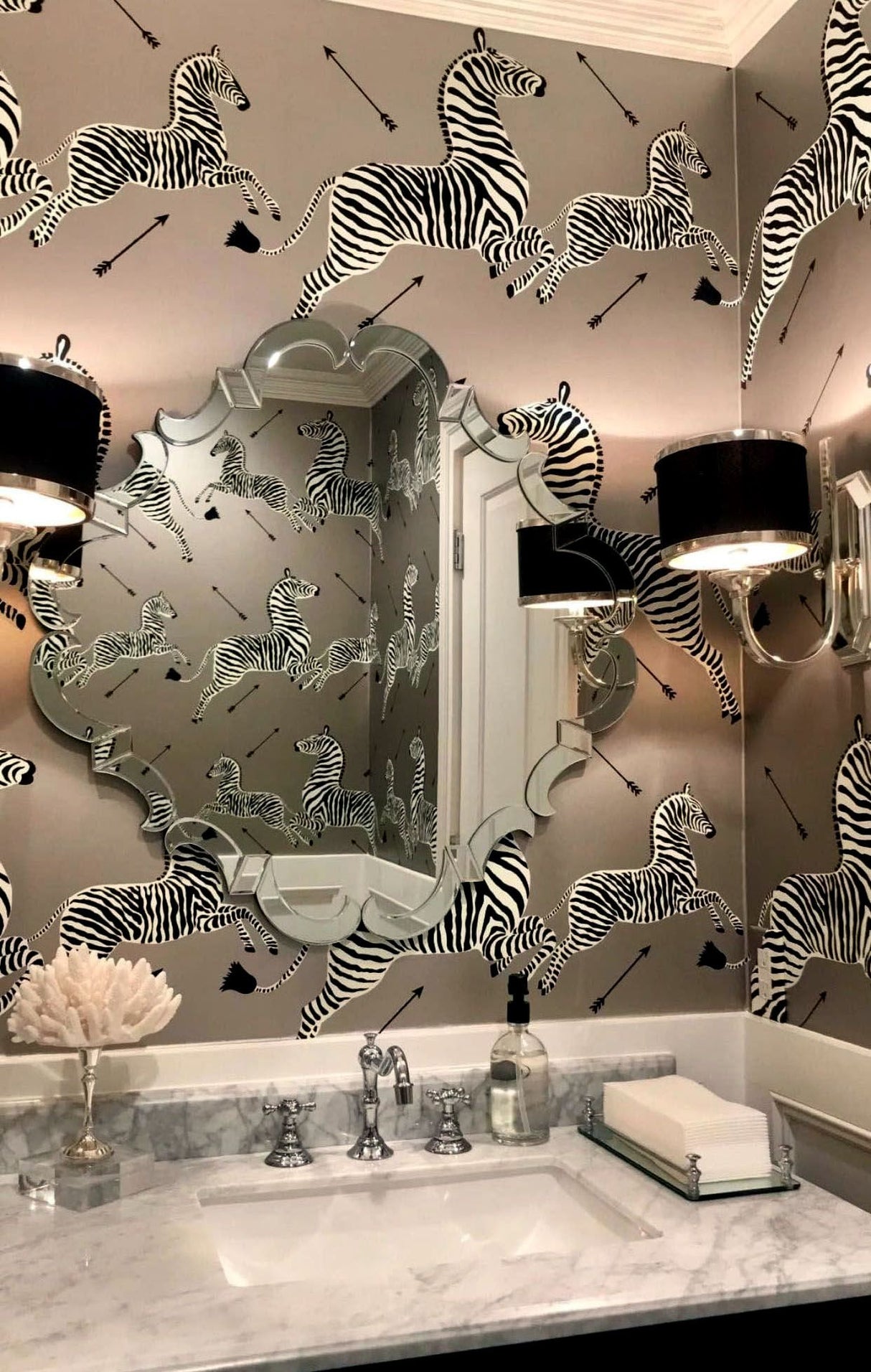 Scalamandre SC 0010WP81388M SILVER ZEBRAS - WALLPAPER - Eade's Wallpaper