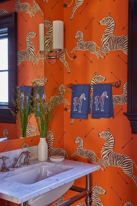 Scalamandre SC 0012WP81388M ORANGE ZEBRAS - WALLPAPER - Eade's Wallpaper