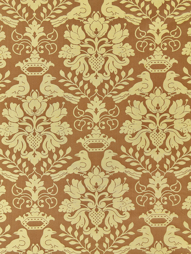 Scalamandre SC 00131098MM CHOCOLATE & GOLD LOVE BIRD Fabric - Eade's Wallpaper