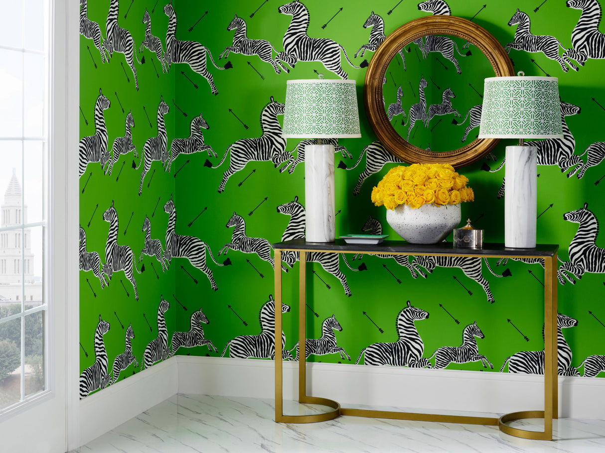 Scalamandre SC 0015WP81388M LIMELIGHT ZEBRAS - WALLPAPER - Eade's Wallpaper