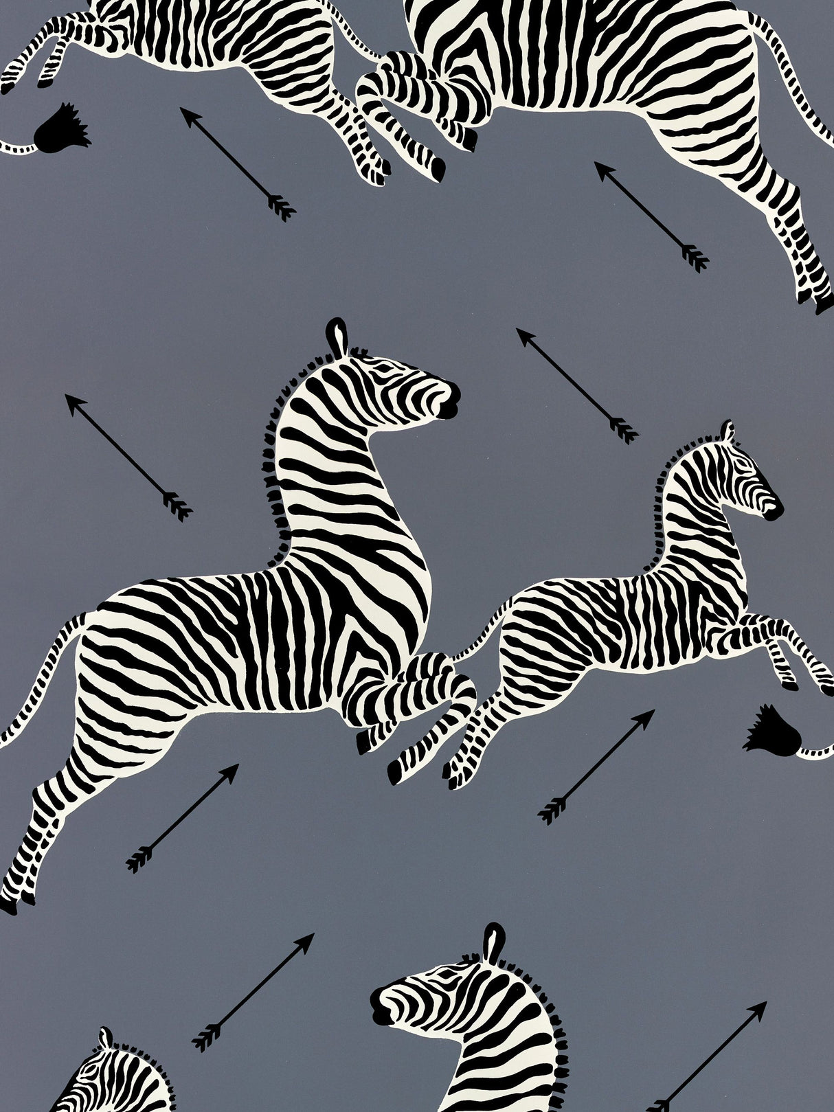 Scalamandre SC 0016WP81388M CHARCOAL ZEBRAS - WALLPAPER - Eade's Wallpaper