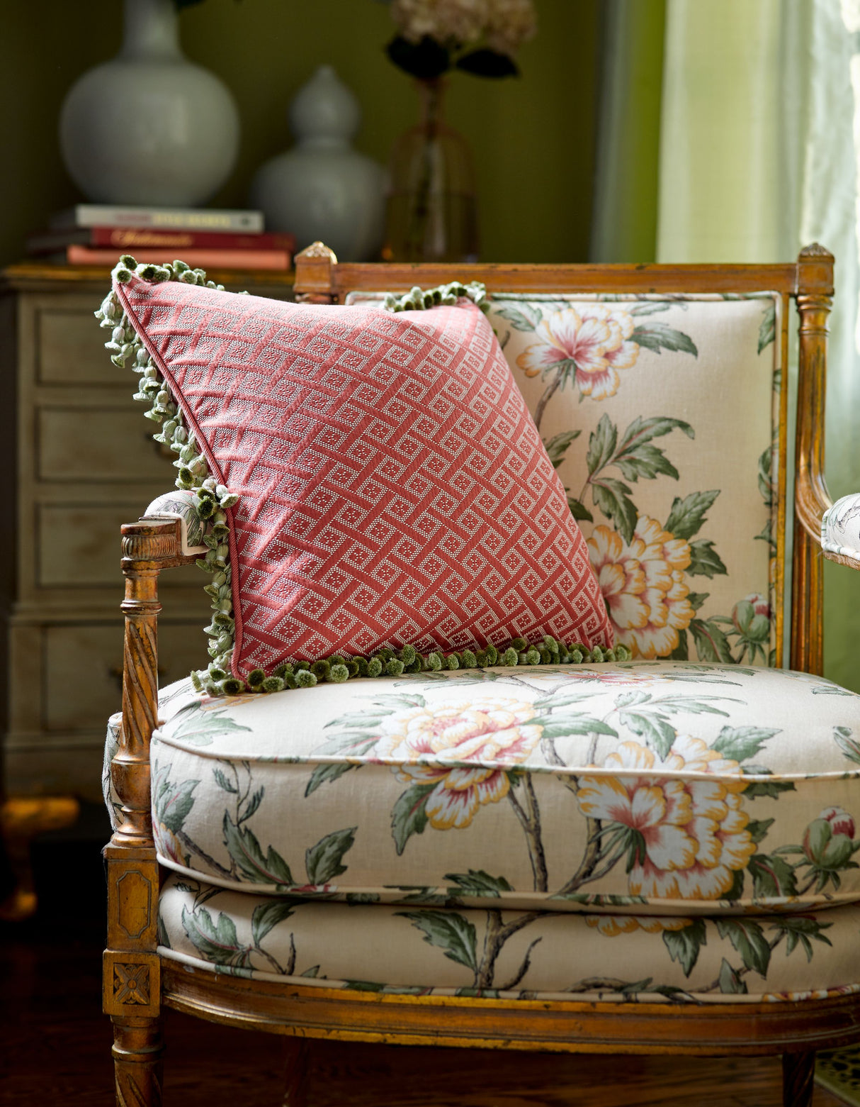 Scalamandre SC 000216616 EMERALD ISLE PEONIA LINEN PRINT Fabric - Eade's Wallpaper