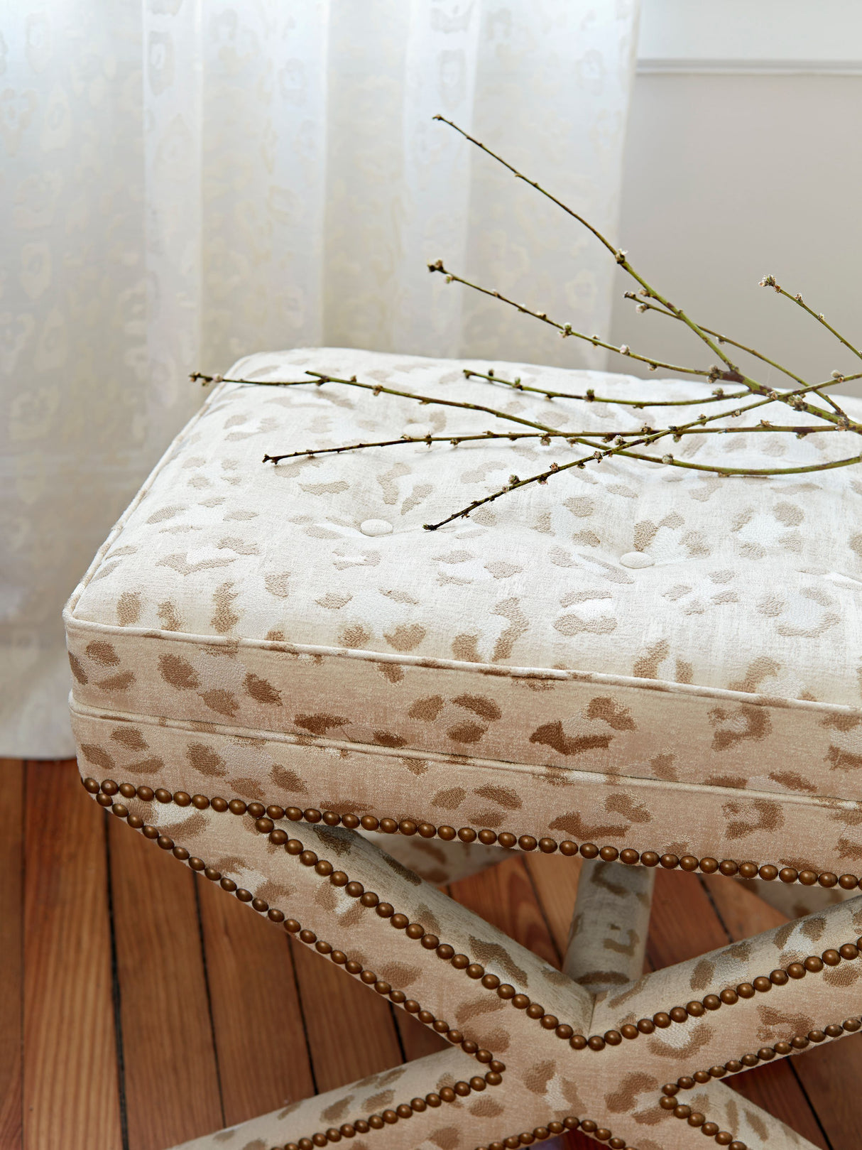 Scalamandre SC 000127054 IVORY LEOPARD LINEN SHEER Fabric - Eade's Wallpaper