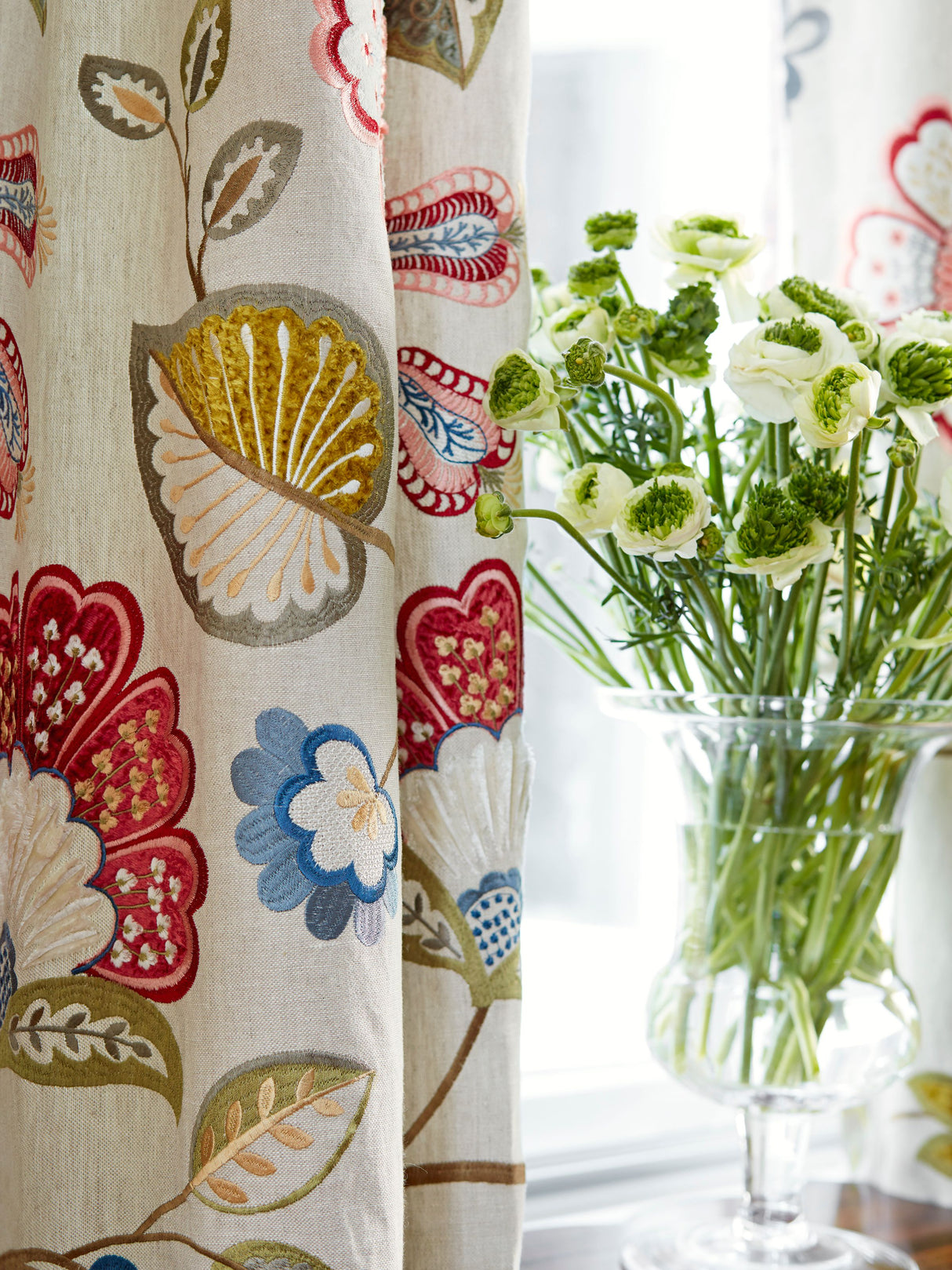 Scalamandre SC 000227071 BLOOM WILLOWOOD EMBROIDERY Fabric - Eade's Wallpaper