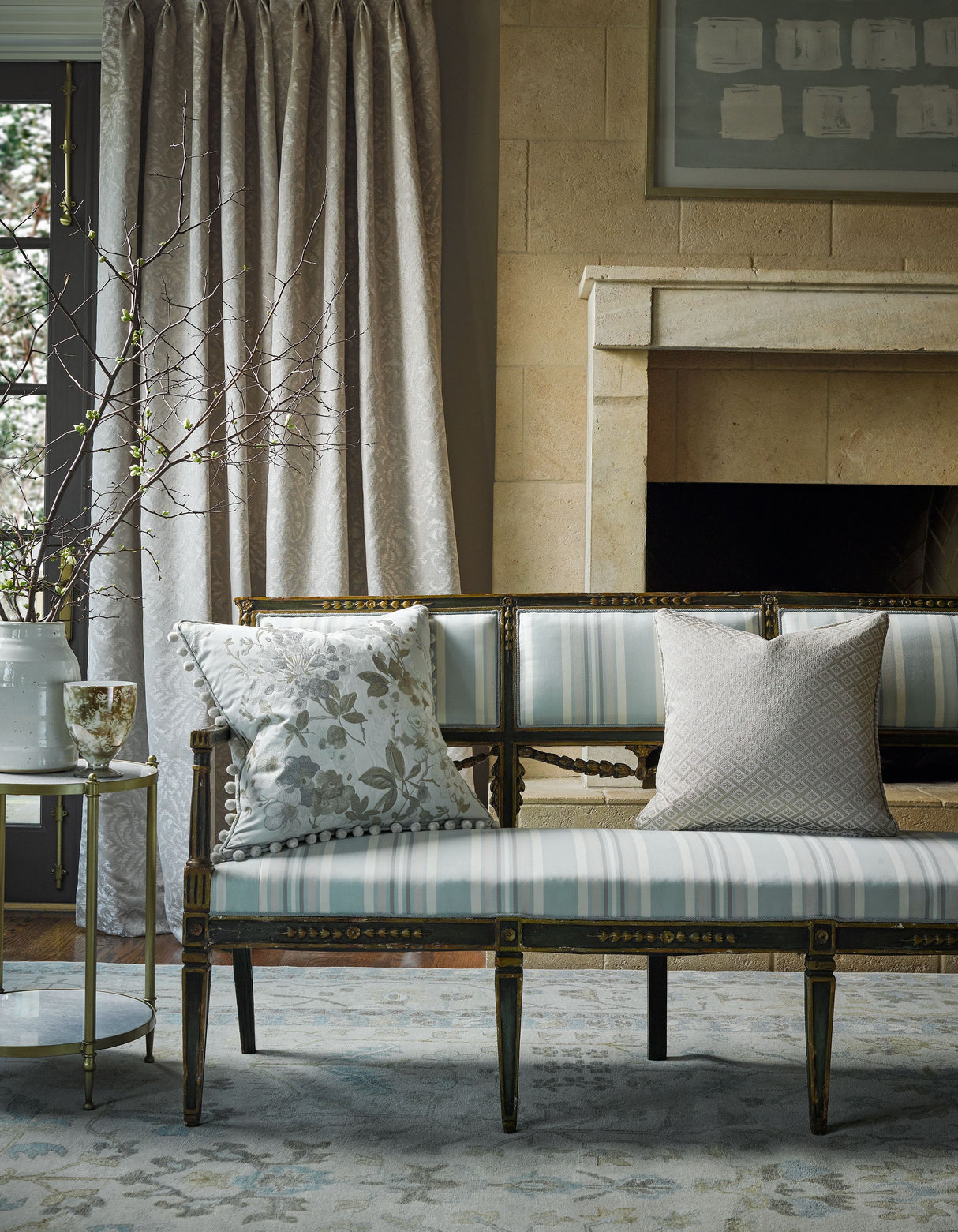 Scalamandre SC 000127226 LATTE CAMILLE DAMASK Fabric - Eade's Wallpaper