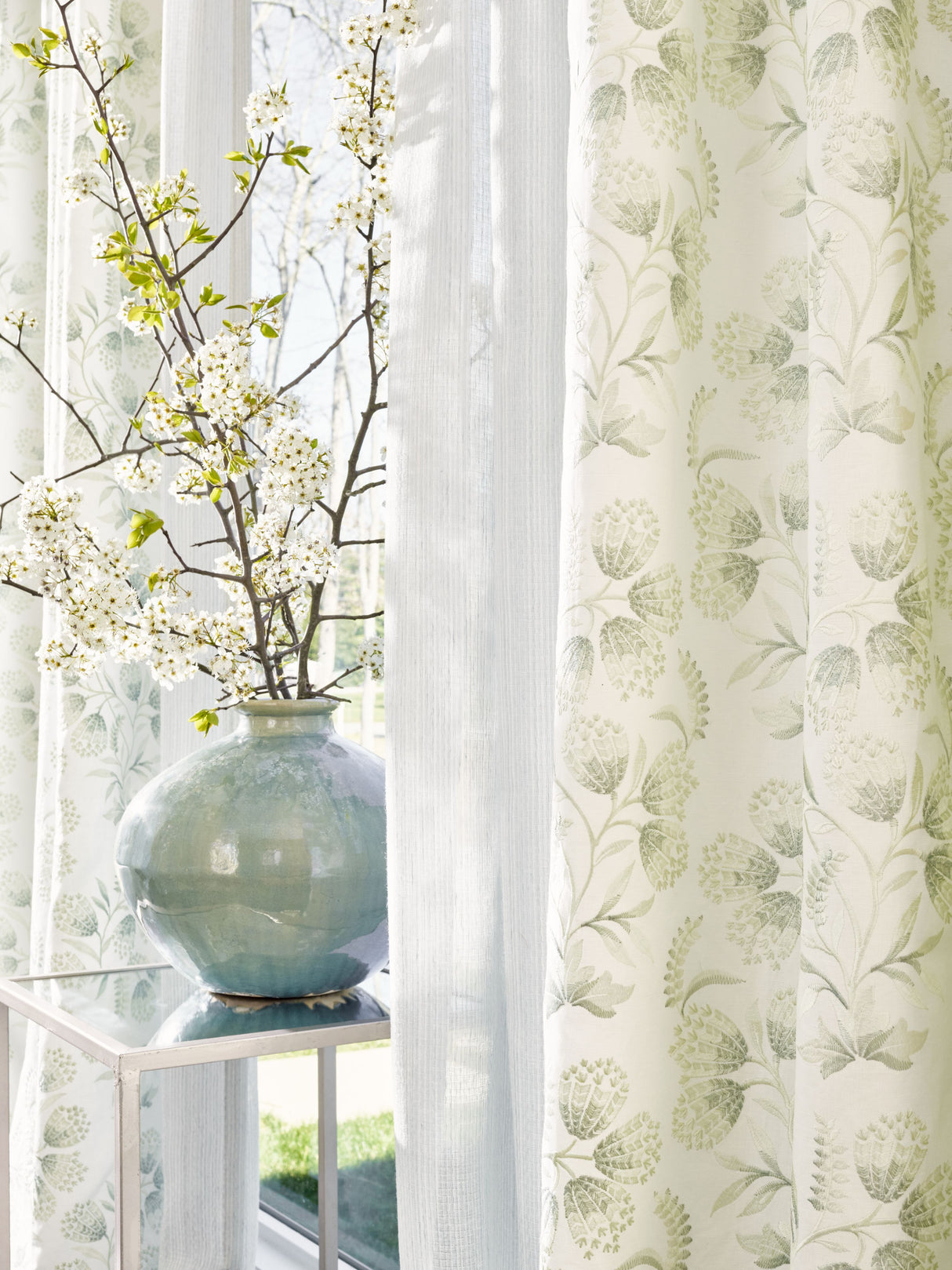 Scalamandre SC 000327236 PALE SKY SORA SHEER Fabric - Eade's Wallpaper