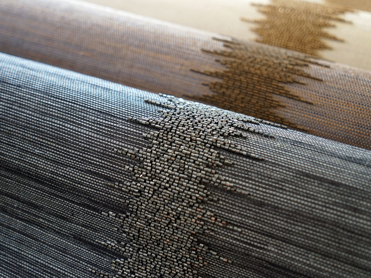 Scalamandre SC 0004WP88386 CARBON VERONICA BEADED GRASSCLOTH WALLPAPER - Eade's Wallpaper