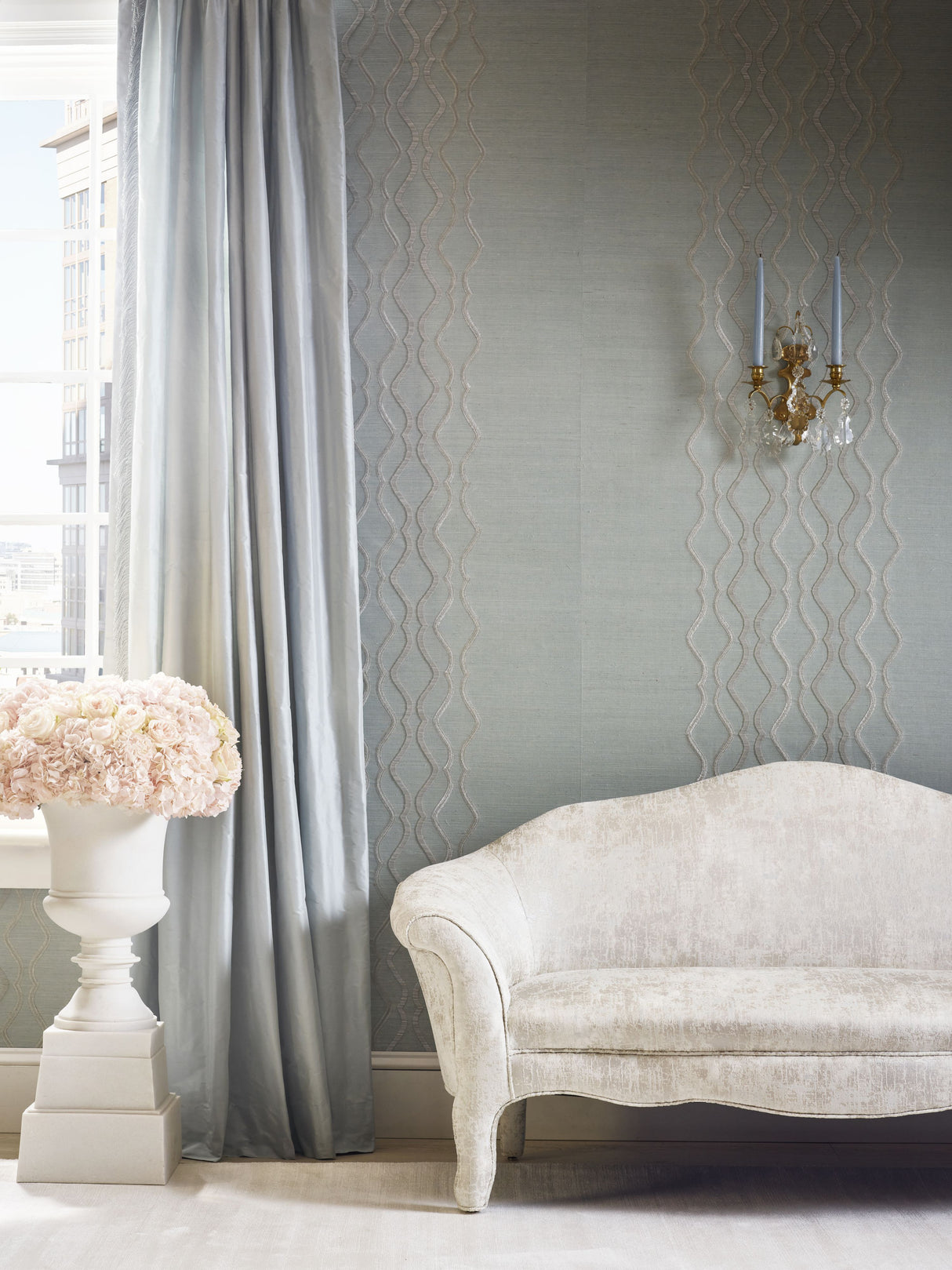 Scalamandre SC 0004WP88447 STERLING VALENTINA EMBELLISHED SISAL WALLPAPER - Eade's Wallpaper