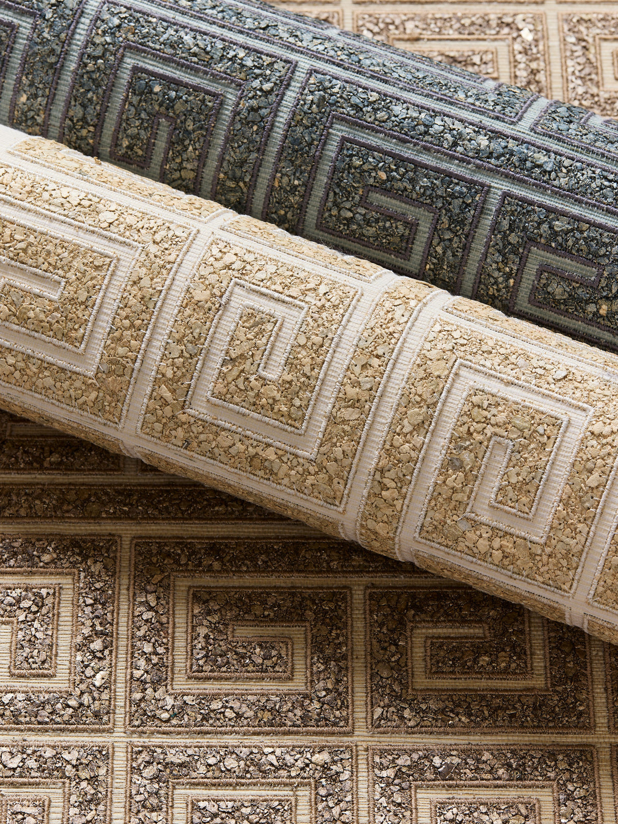 Scalamandre SC 0001WP88557 SAND FRET MOSAIC GRASSCLOTH WALLPAPER - Eade's Wallpaper