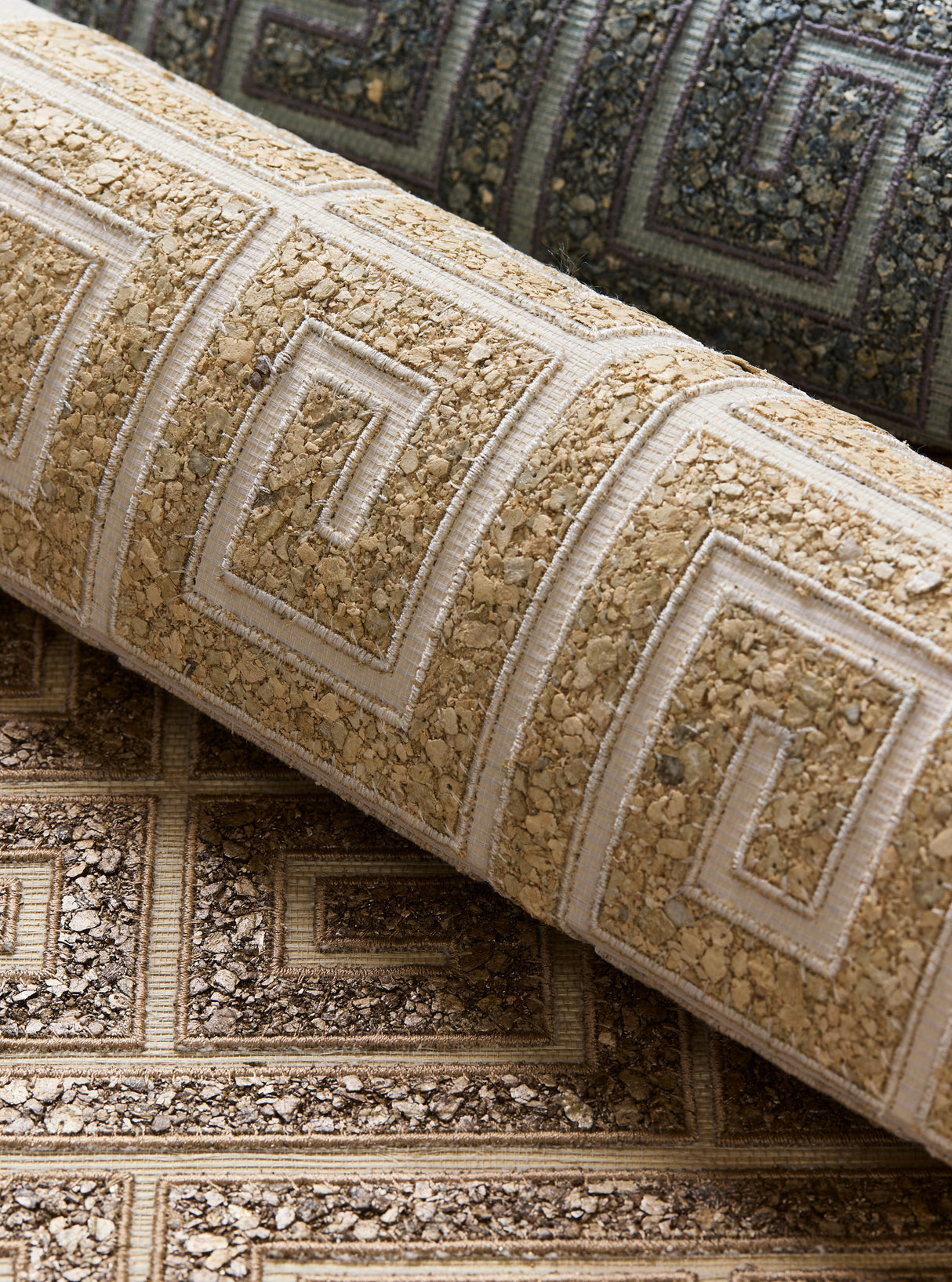 Scalamandre SC 0003WP88557 MINERAL FRET MOSAIC GRASSCLOTH WALLPAPER - Eade's Wallpaper