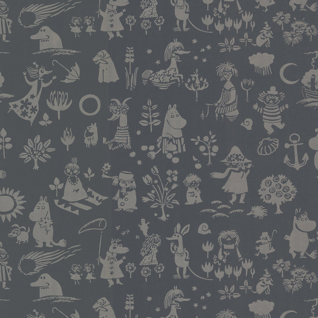 Sandudd SD5164-1 Moomin Black Novelty Wallpaper