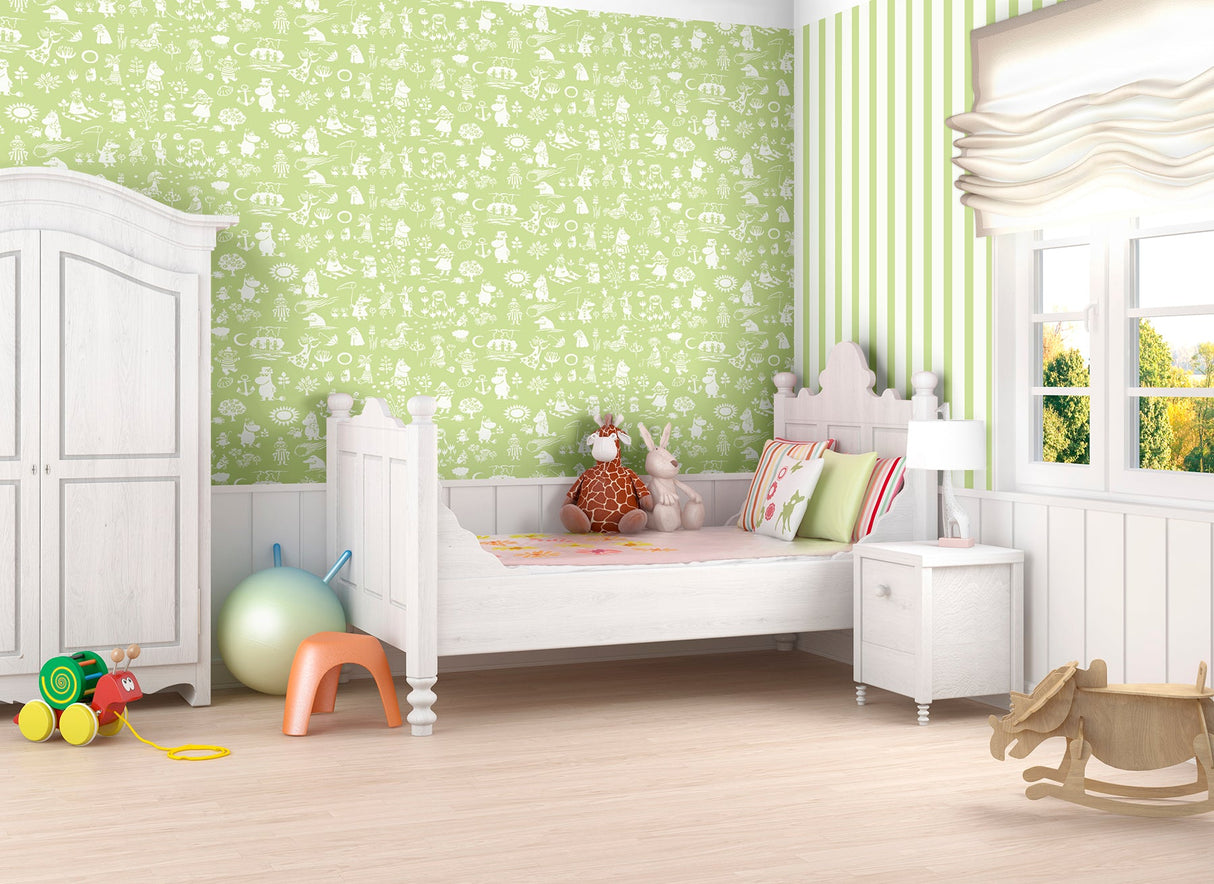 Sandudd SD5164-6 Moomin Green Novelty Wallpaper