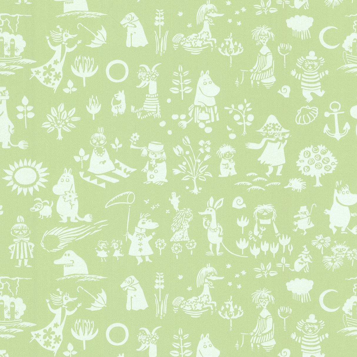Sandudd SD5164-6 Moomin Green Novelty Wallpaper