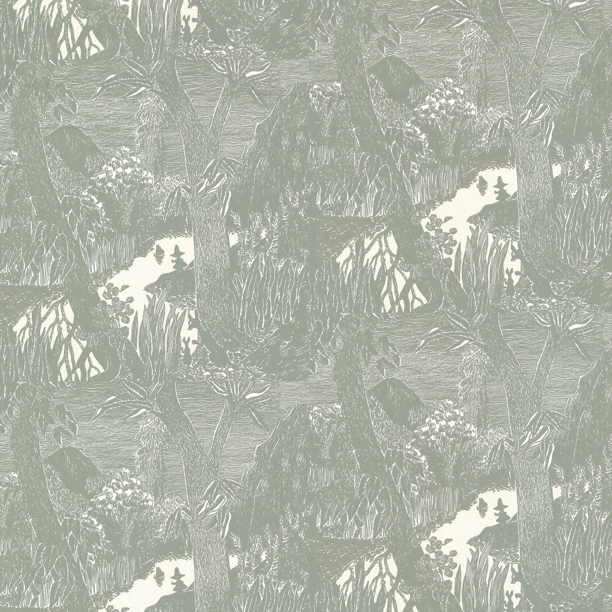 Sandudd SD5166-1 Moominvalley Dark Grey Forest Wallpaper