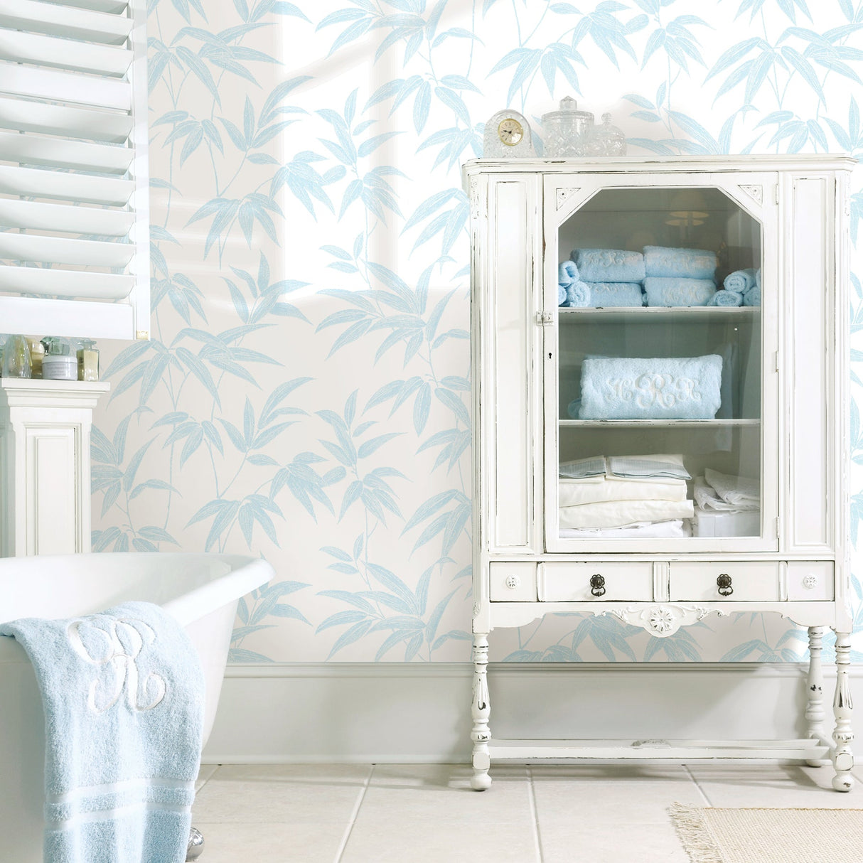 Sandudd SD5213-1 Sasa Blue Bamboo Leaf Wallpaper