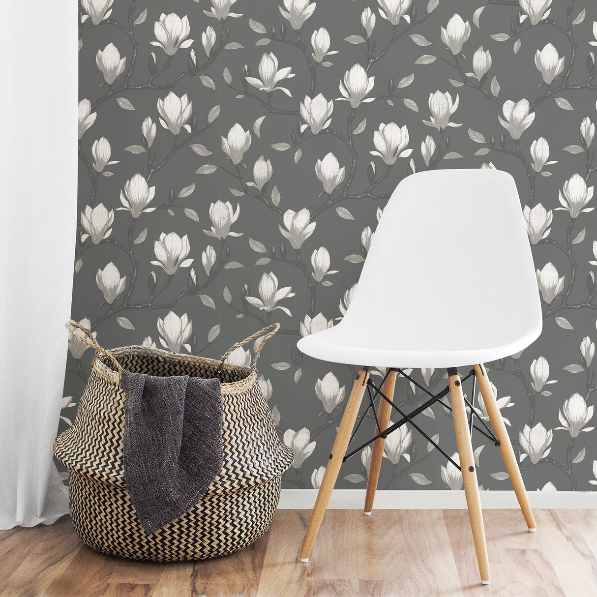 Sandudd SD5228-6 Grandiflora Charcoal Magnolia Wallpaper