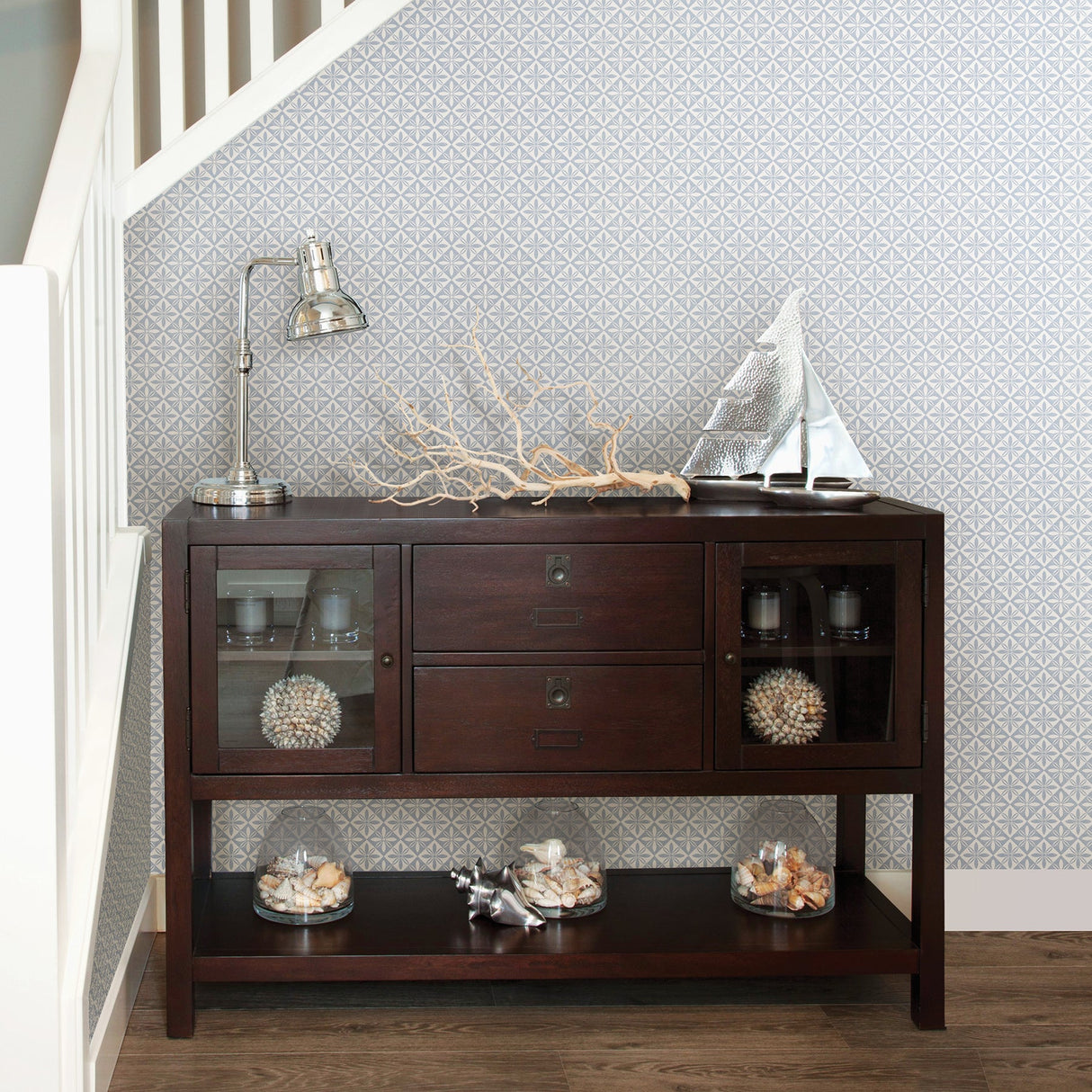 Sandudd SD5231-3 Fluge Blue Geometric Wallpaper