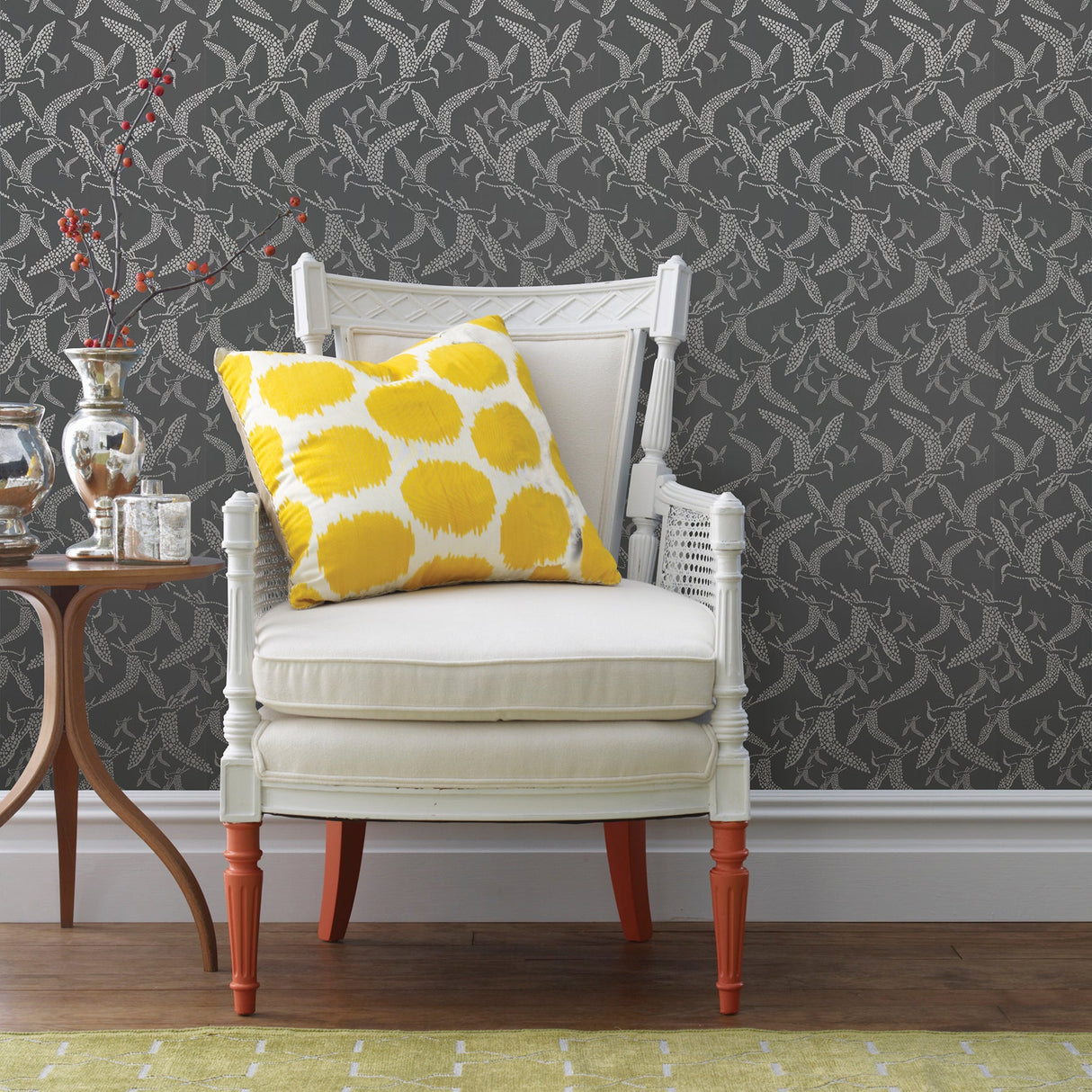 Sandudd SD5246-6 Lari Charcoal Bird Wallpaper