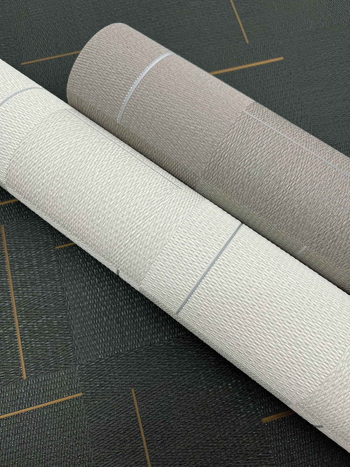 York SI24903 Geo Block Weave Taupe Wallpaper