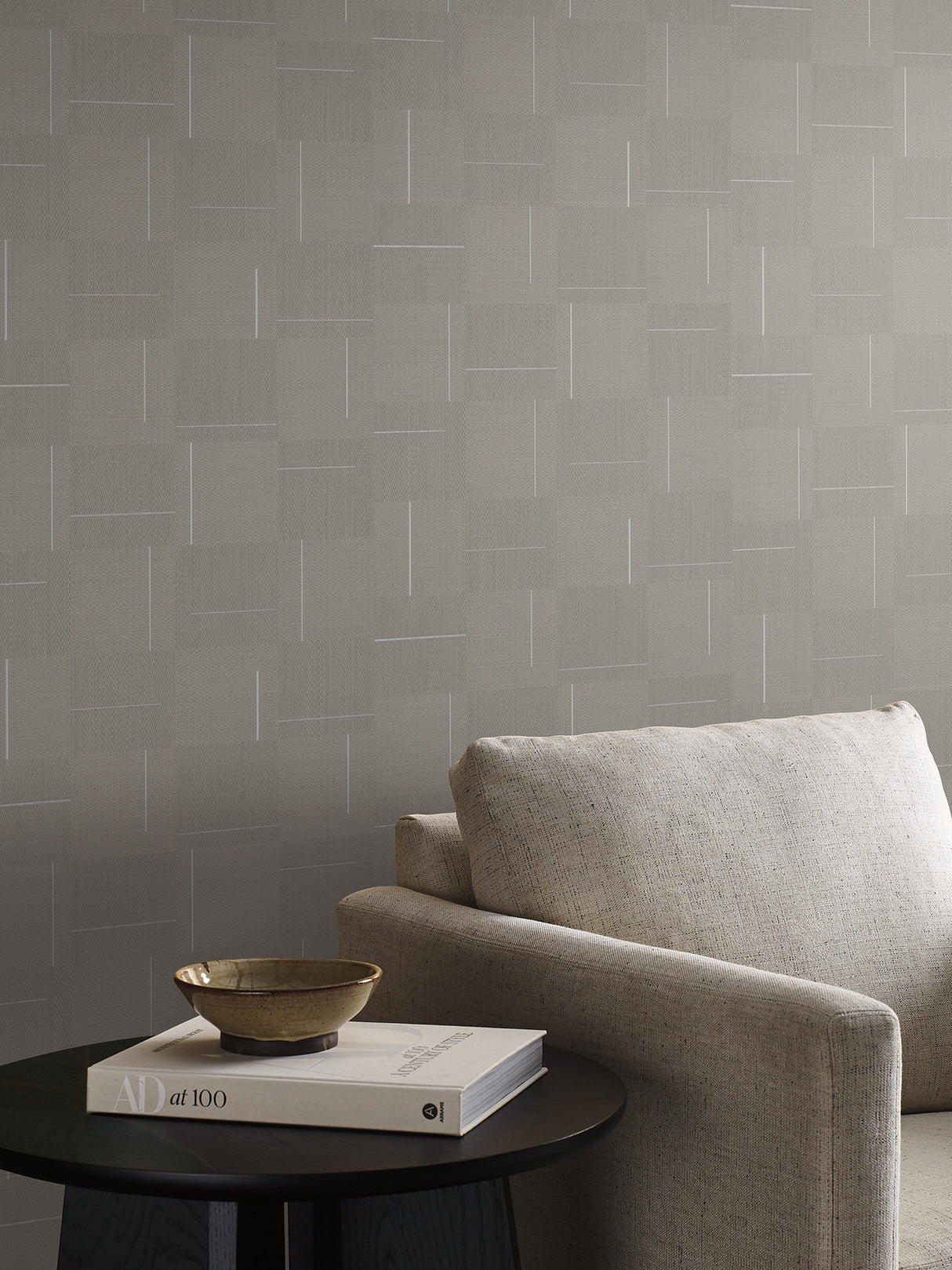 York SI24903 Geo Block Weave Taupe Wallpaper