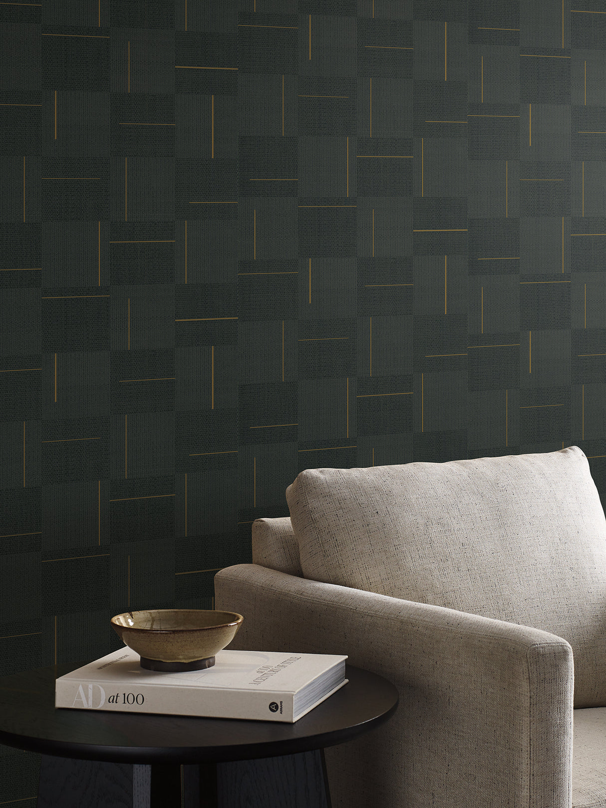 York SI24905 Geo Block Weave Black Wallpaper