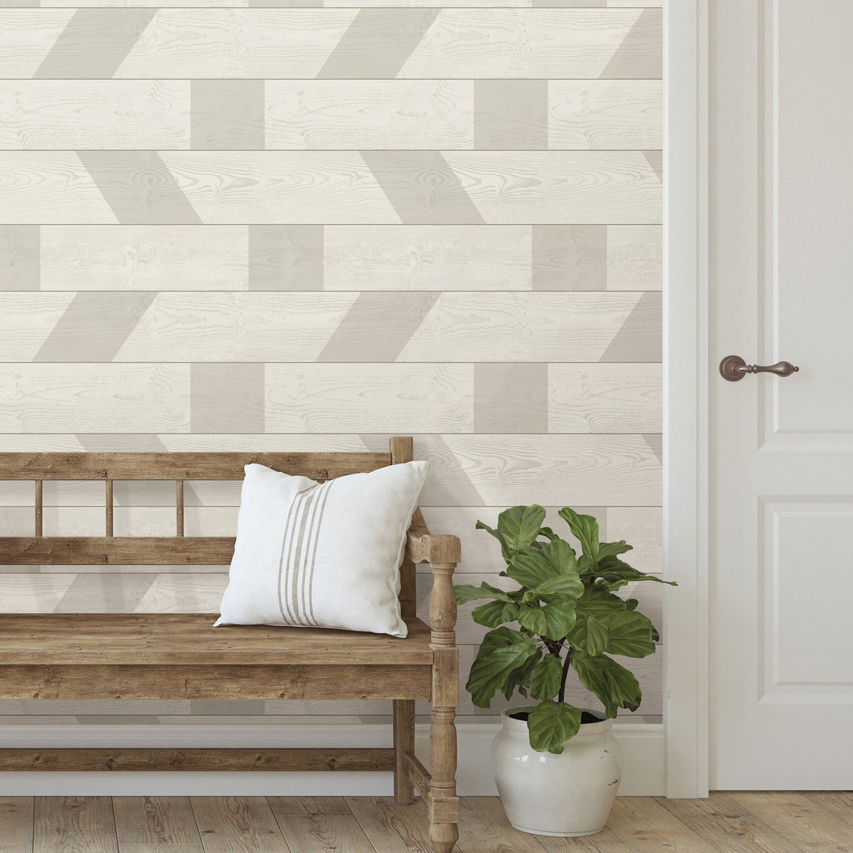 Scott Living SLS3523 Natural Graphic Shiplap Self Adhesive Wallpaper