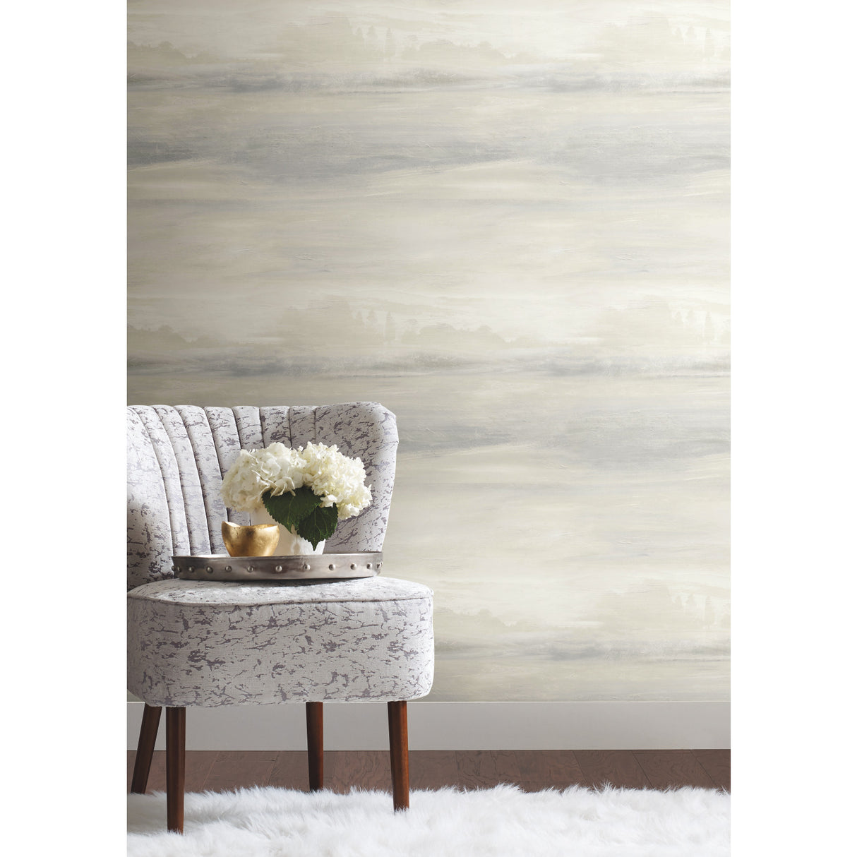 York SO2430 Soothing Mists Scenic White Wallpaper