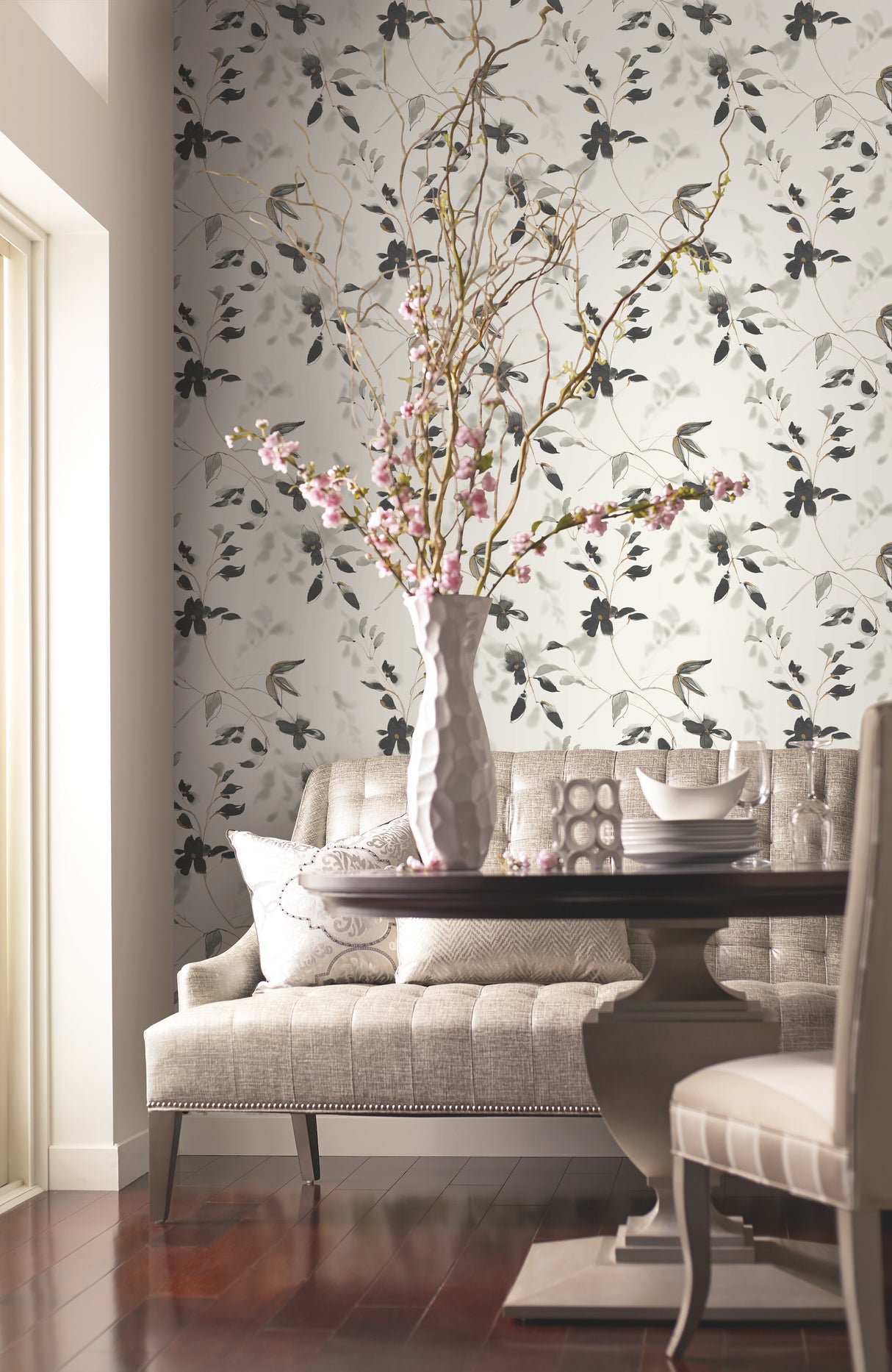 York SO2442 Linden Flower Black Wallpaper