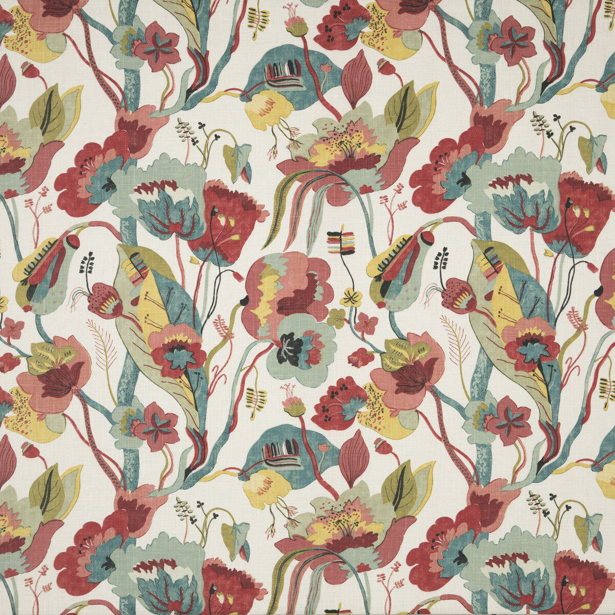 G P & J BAKER SP-BP10631.4.0 CALIFORNIA LINEN/TEAL/PIMENTO Fabric - Eade's Wallpaper