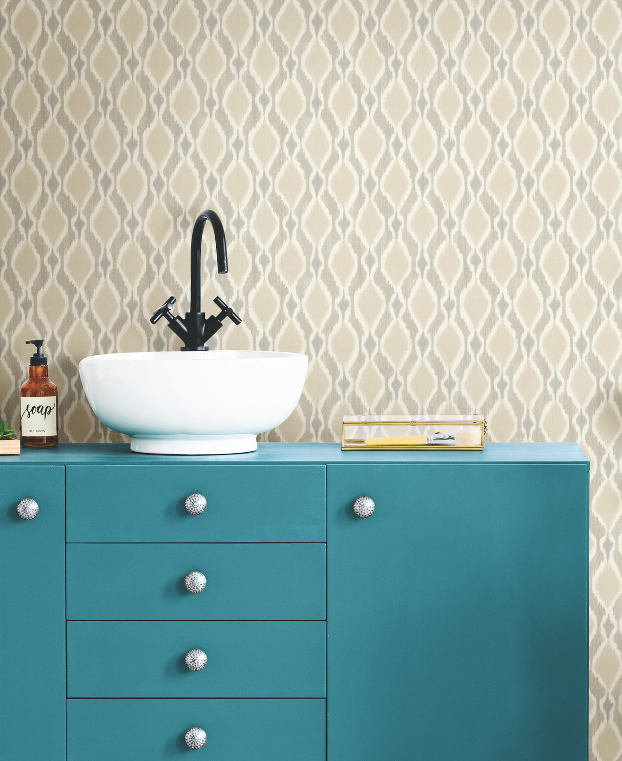 York SP1426 Taupe Dyed Ogee Wallpaper