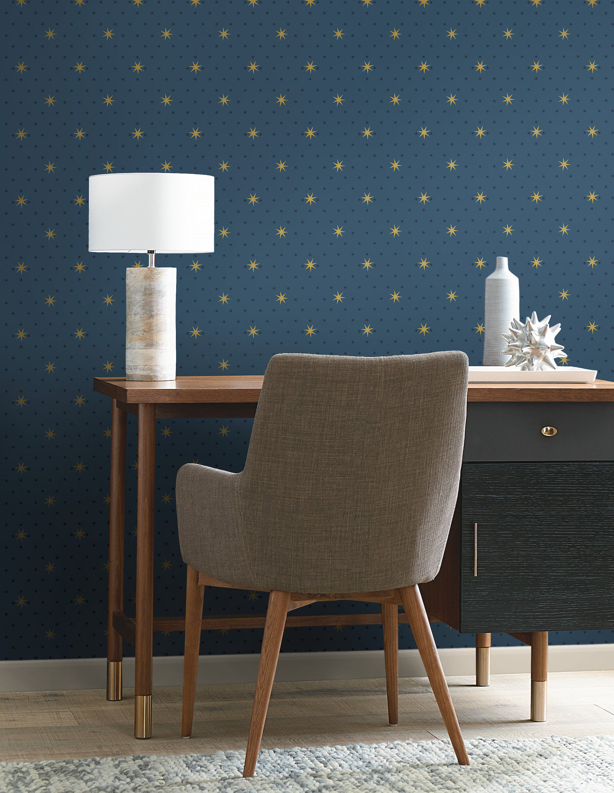 York SP1498 Stella Star Navy Metallic Wallpaper