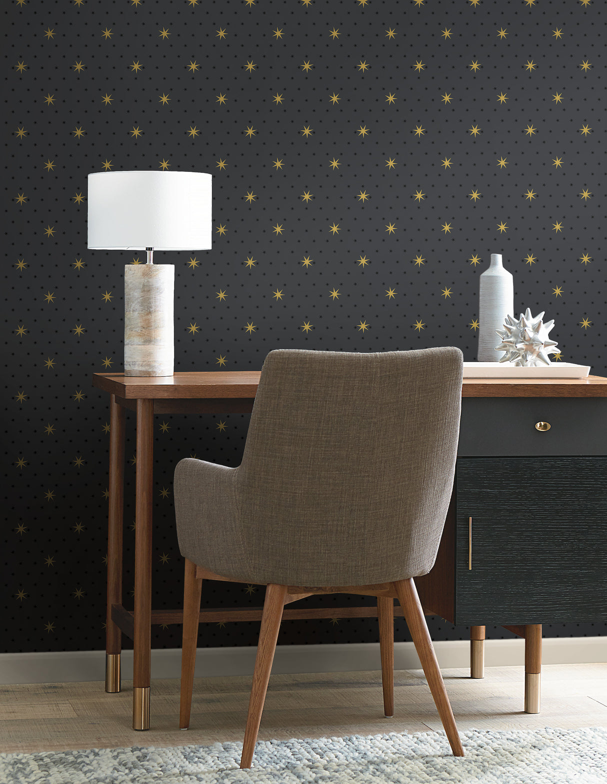 York SP1499 Stella Star Black Metallic Wallpaper
