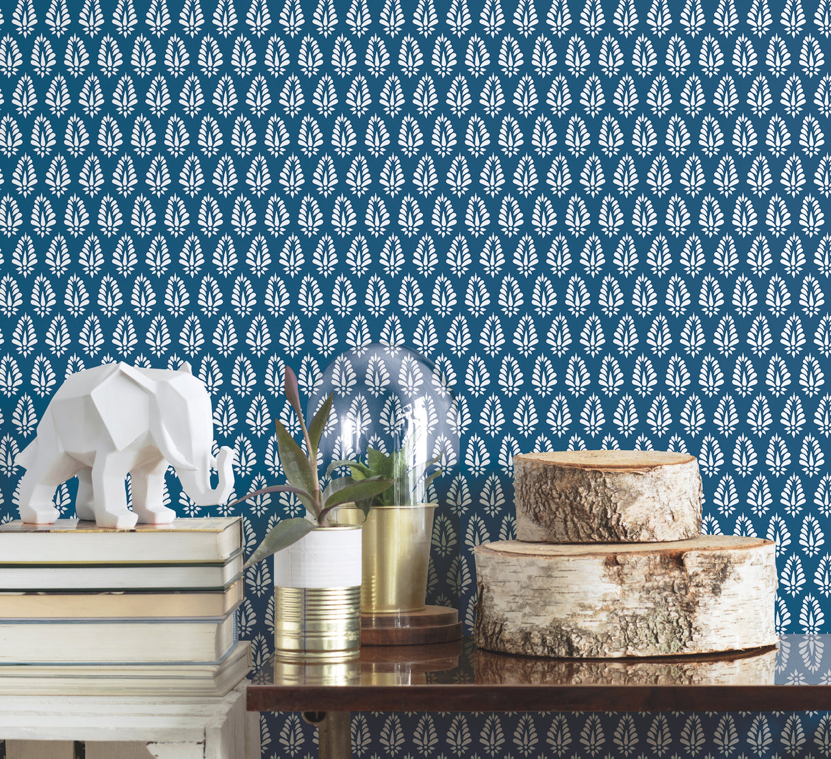 York SP1526 Navy Mehndi Wallpaper