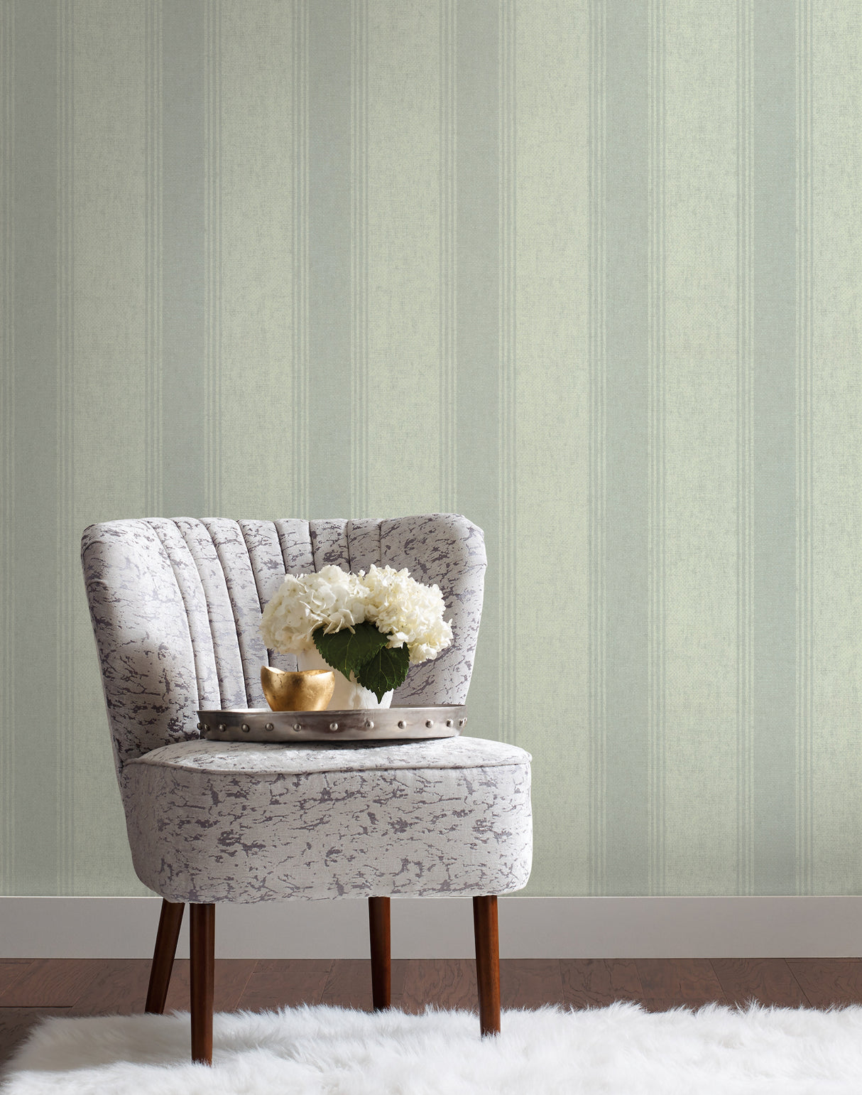 York SR1501 Blue & Pearl Stately Stripe Wallpaper