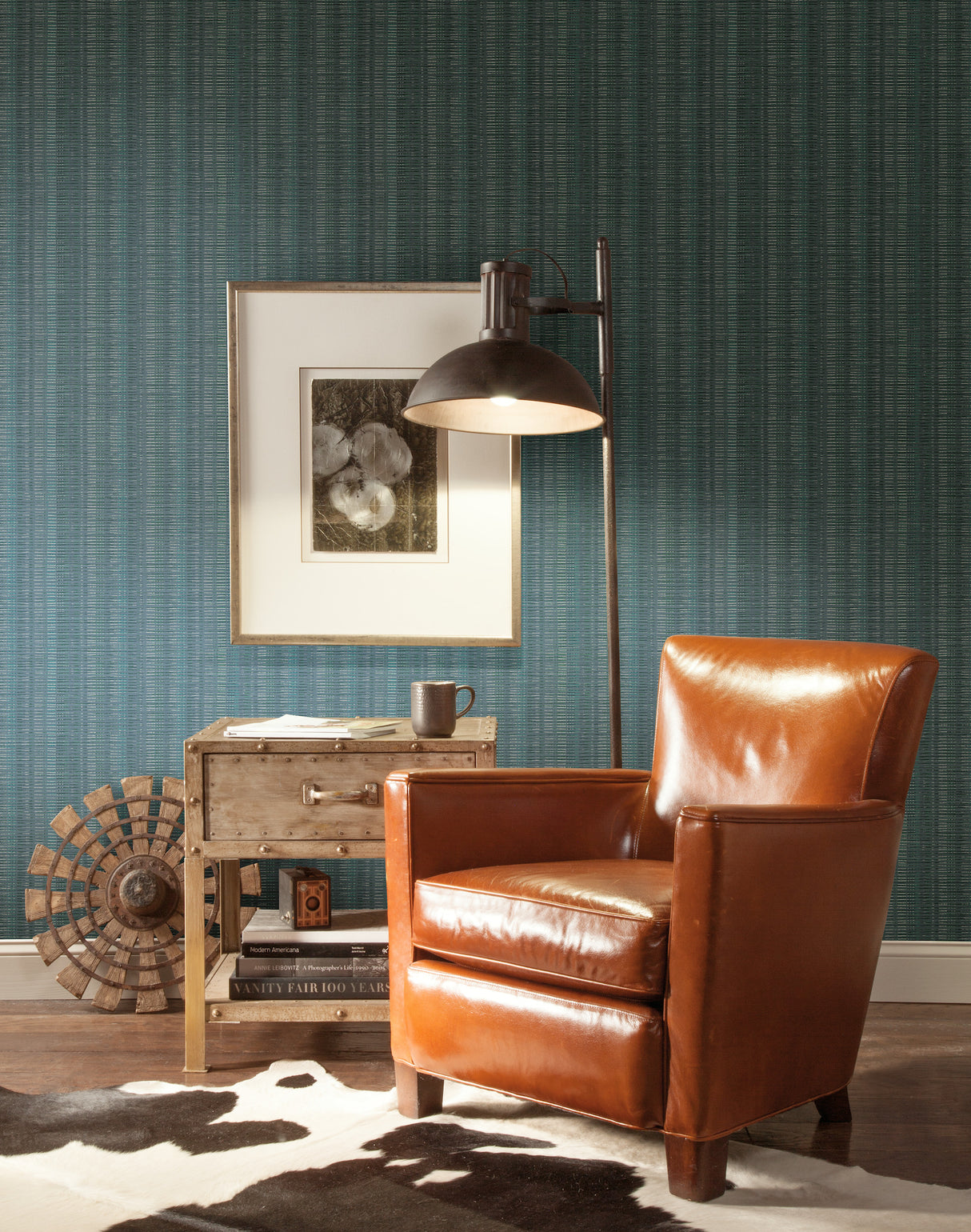 York SR1518 Blue Broken Boucle Stripe Wallpaper