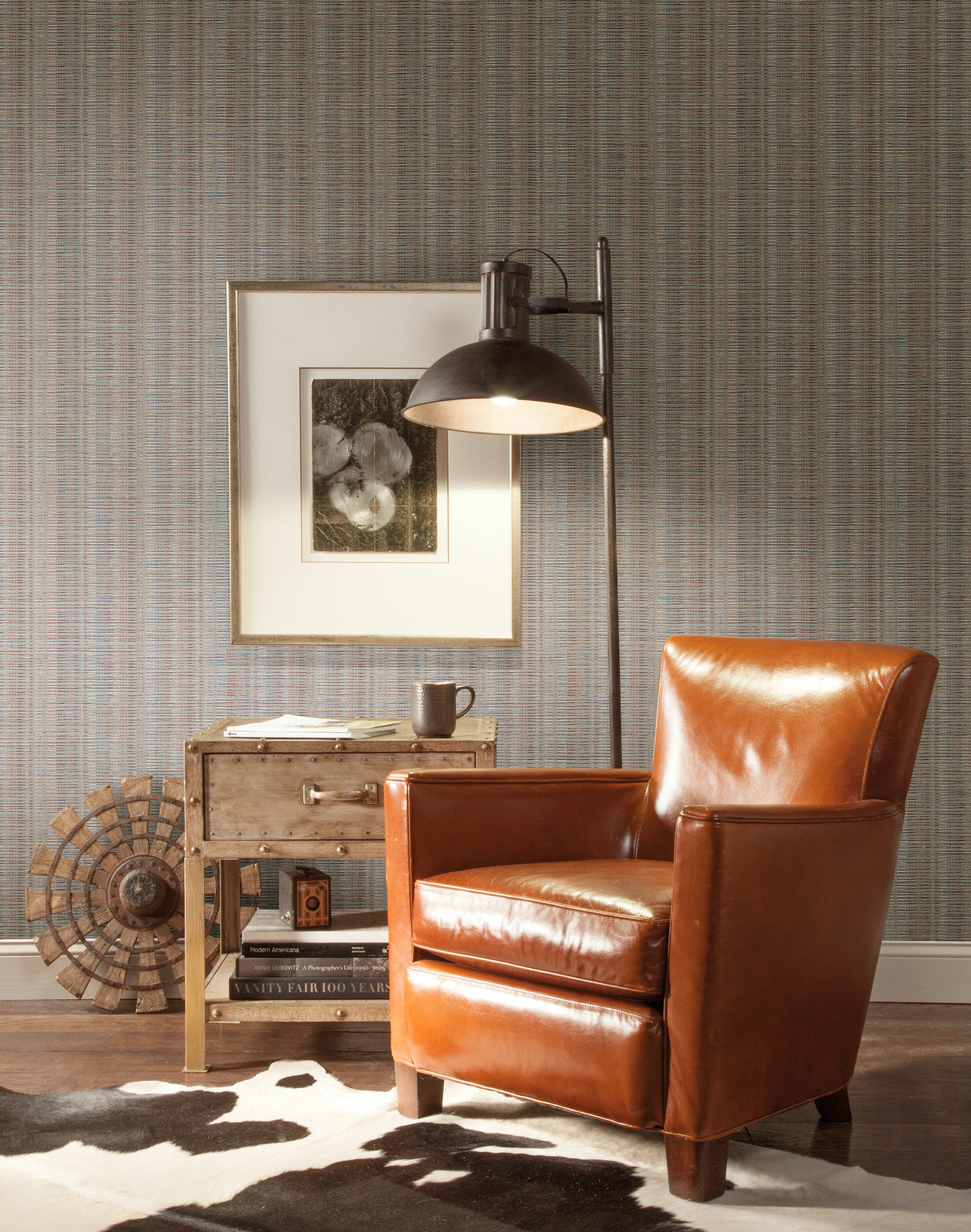 York SR1519 Red & Blue Broken Boucle Stripe Wallpaper