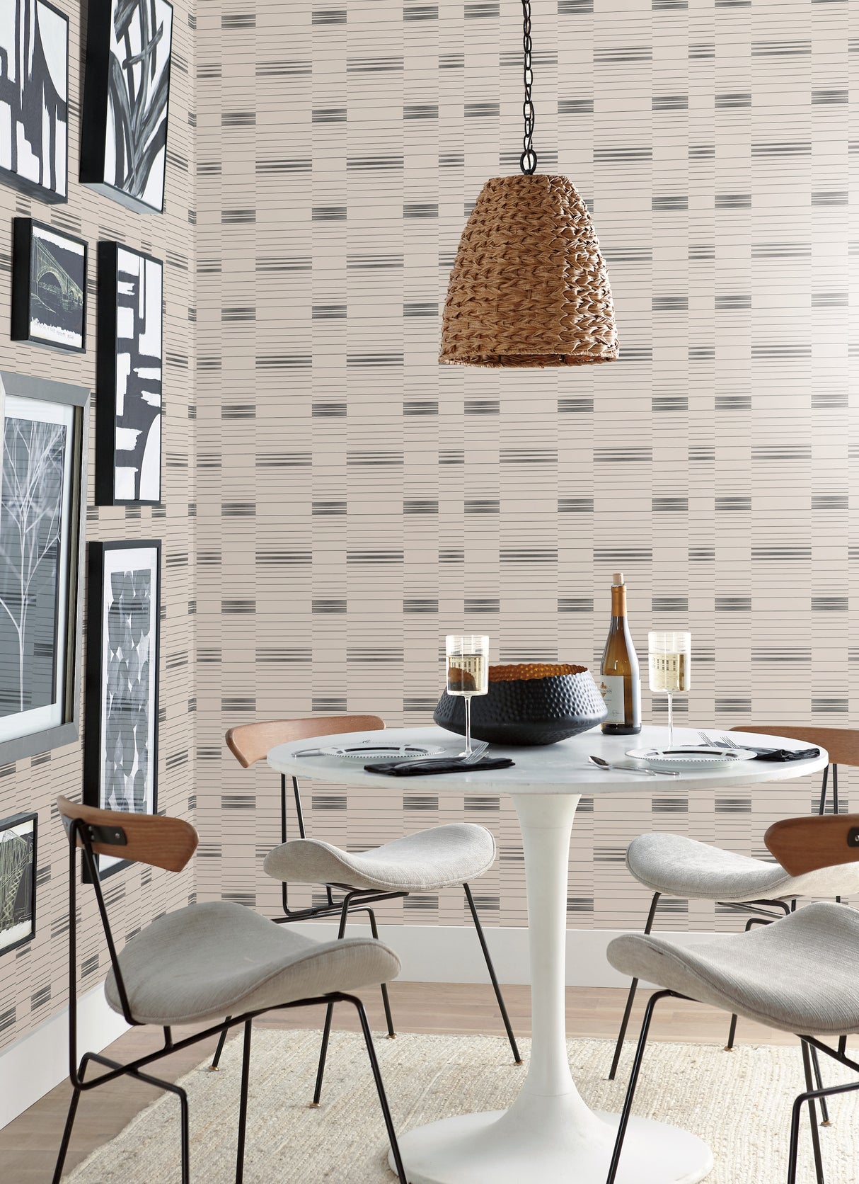York SR1575 Black & Beige Dashing Stripe Wallpaper
