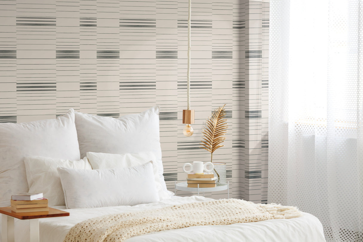 York SR1575 Black & Beige Dashing Stripe Wallpaper